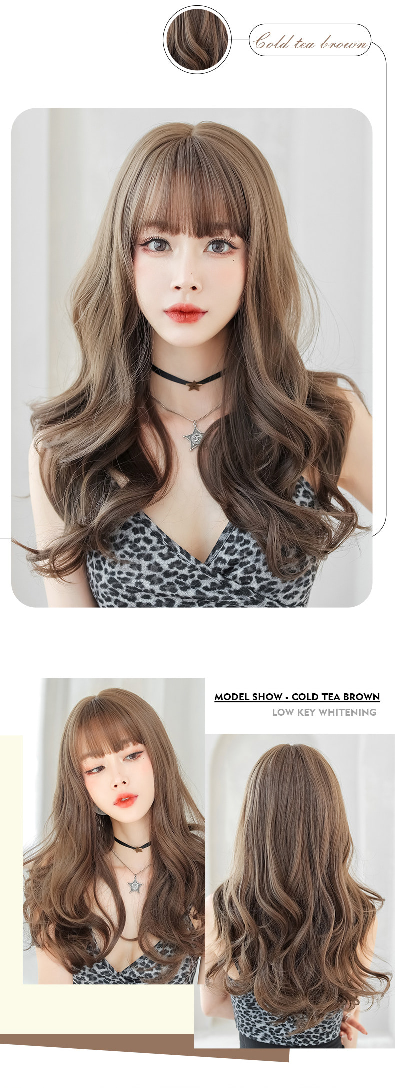 Pretty Realistic Brown Loose Wavy Synthetic Hair Replacement Wig09