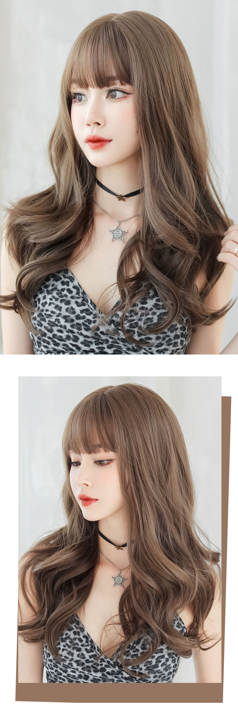 Pretty Realistic Brown Loose Wavy Synthetic Hair Replacement Wig10