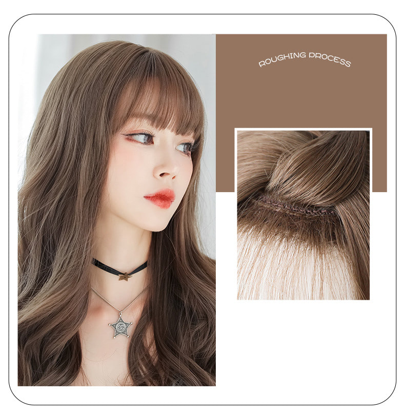 Pretty Realistic Brown Loose Wavy Synthetic Hair Replacement Wig12