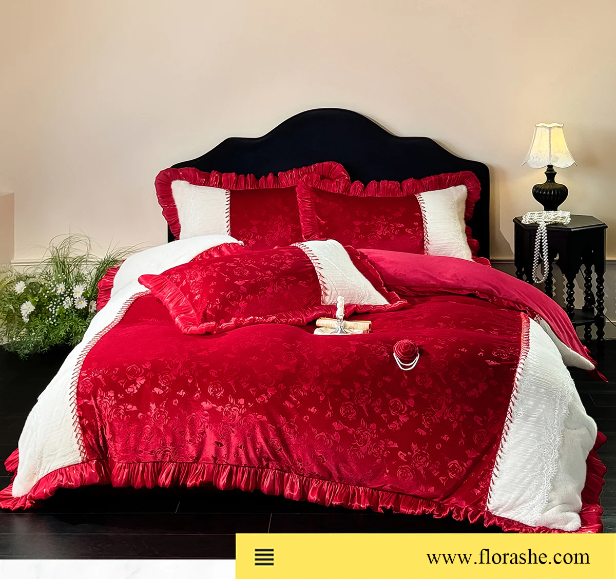 Romantic-French-Court-Style-Embossed-Rose-Floral-Velvet-Bedding-Set09