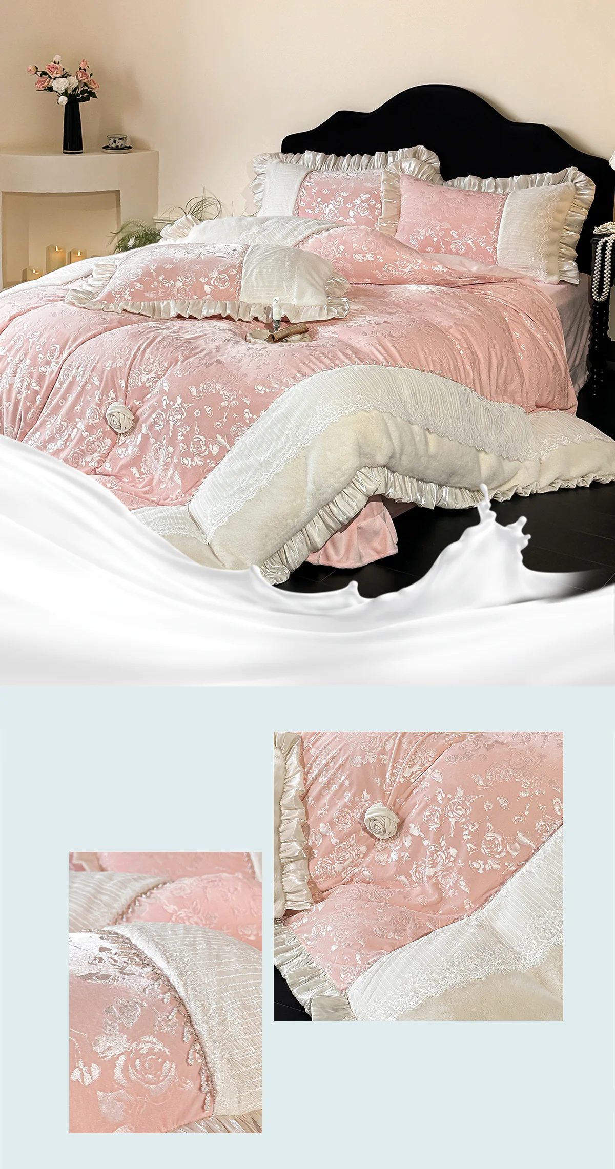 Romantic-French-Court-Style-Embossed-Rose-Floral-Velvet-Bedding-Set22