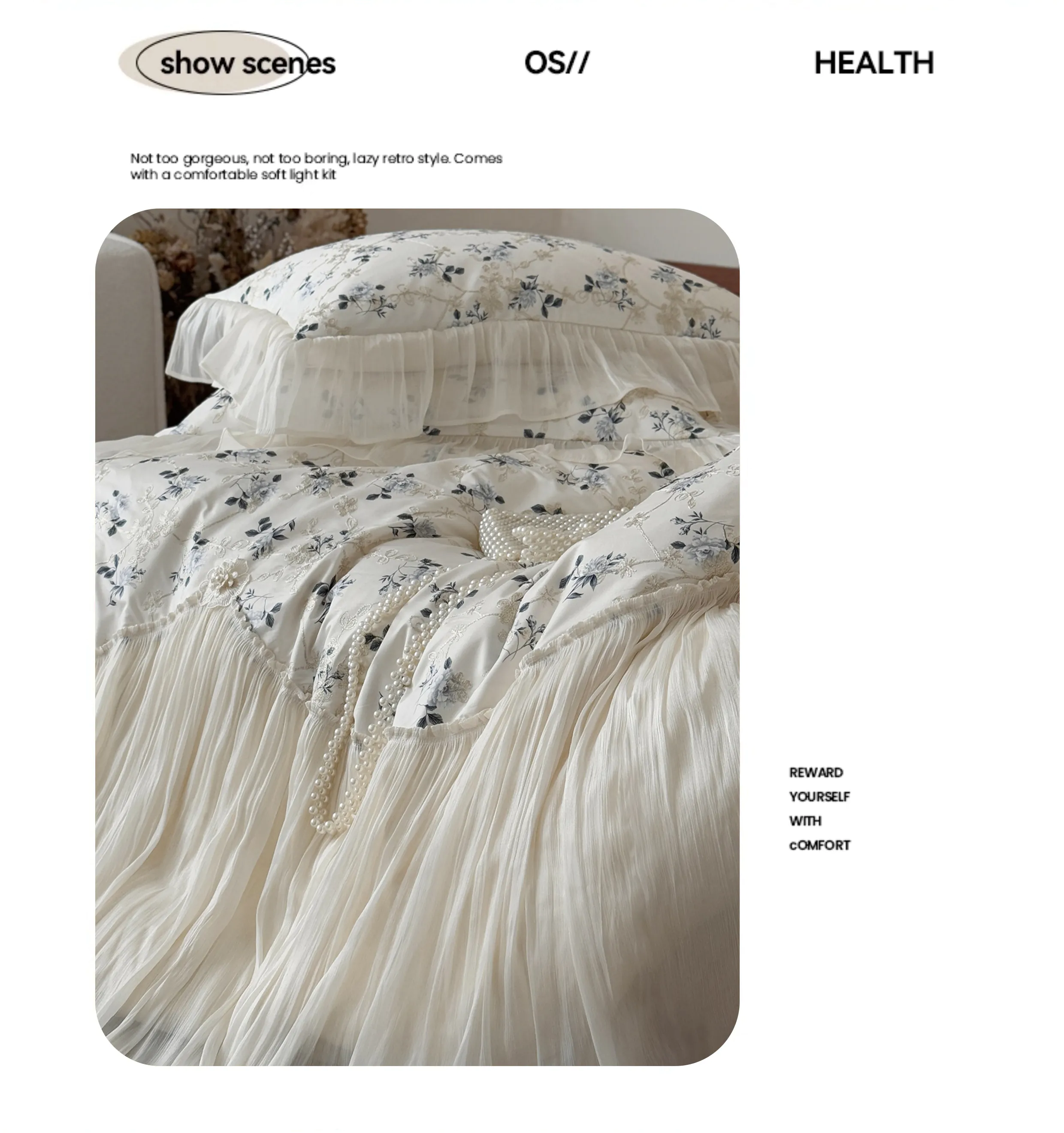 Shabby-Chic-100S-Long-Staple-Cotton-Crinkle-Trim-Floral-Bedding-4-Pcs-Set08