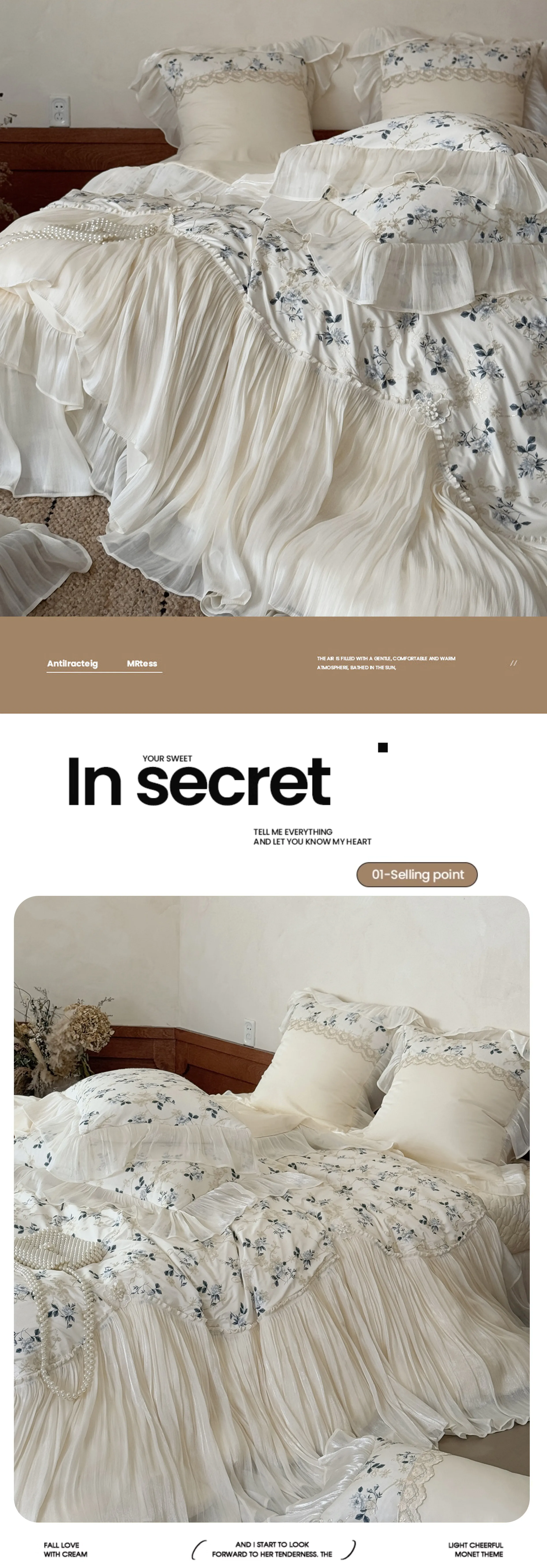 Shabby-Chic-100S-Long-Staple-Cotton-Crinkle-Trim-Floral-Bedding-4-Pcs-Set09