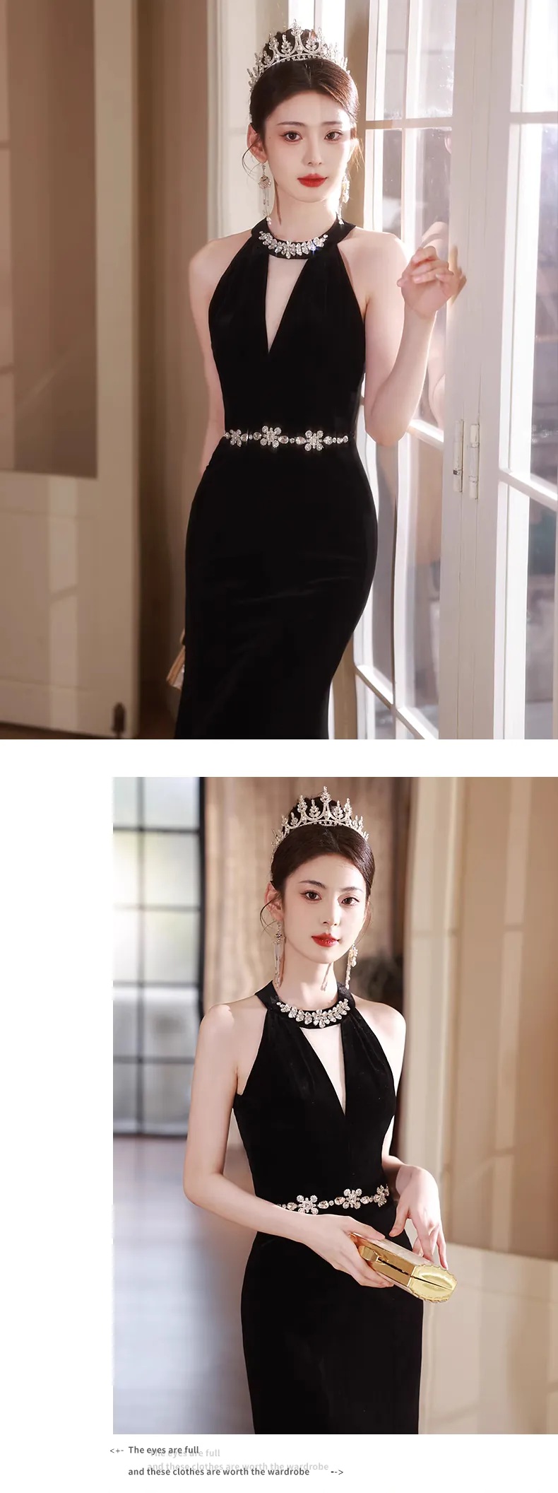 Simple-Black-Fishtail-Sleeveless-Halter-Neck-Birthday-Party-Formal-Dress12