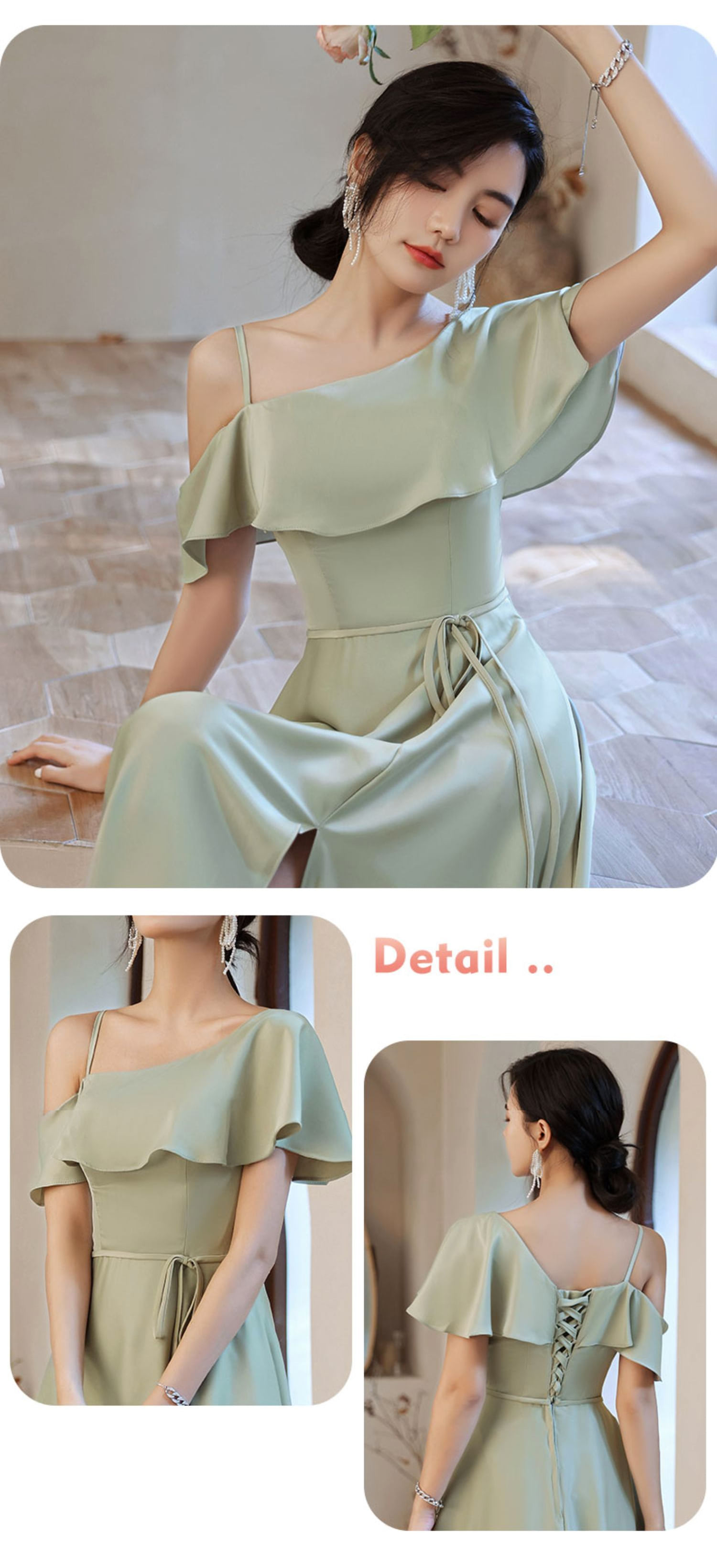 Simple-Olive-Green-Satin-Bridesmaid-Dress-Beach-Wedding-Guest-Outfit16