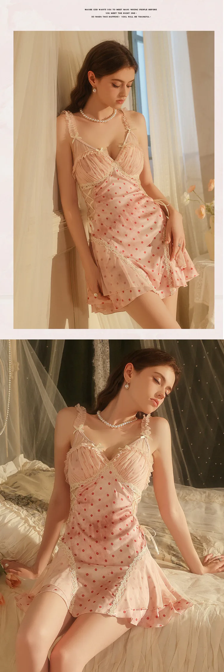 Soft-Girl-Polka-Dot-Pink-Lace-Boudoir-Lingerie-with-Removable-Pads11