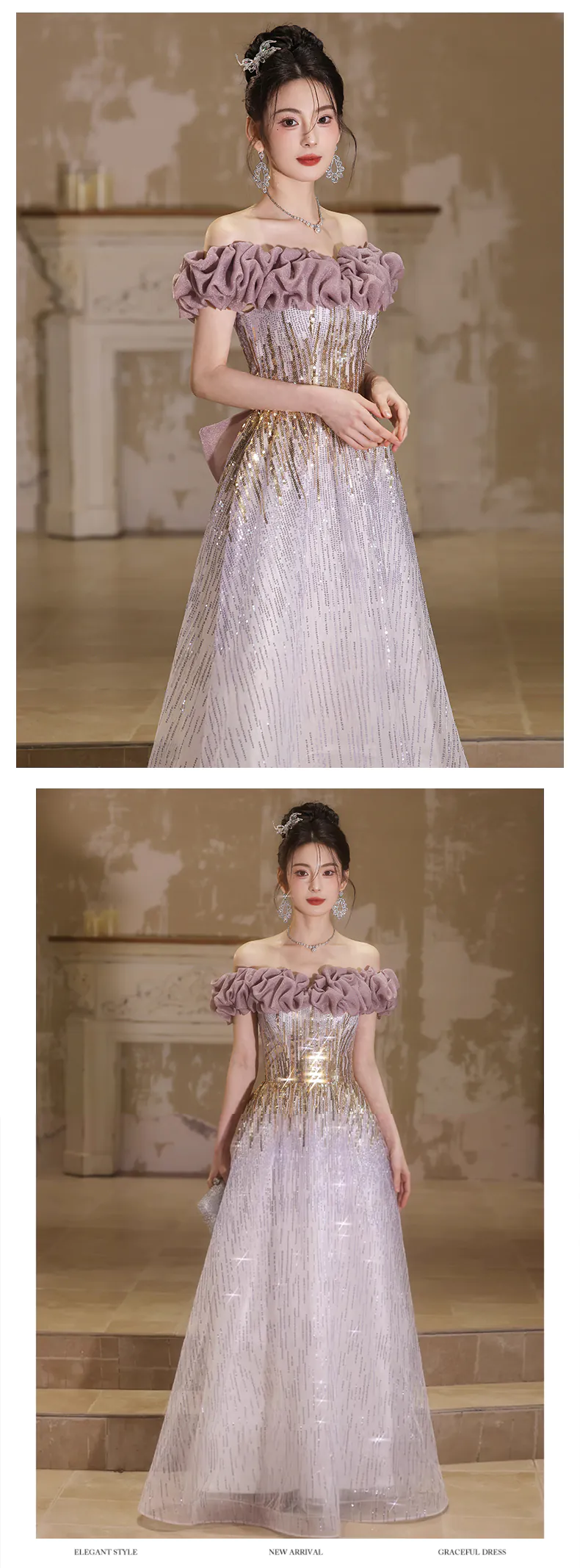 Soft-Lavender-Off-Shoulder-Ruffle-Neck-Glitter-Birthday-Pageant-Party-Dress14