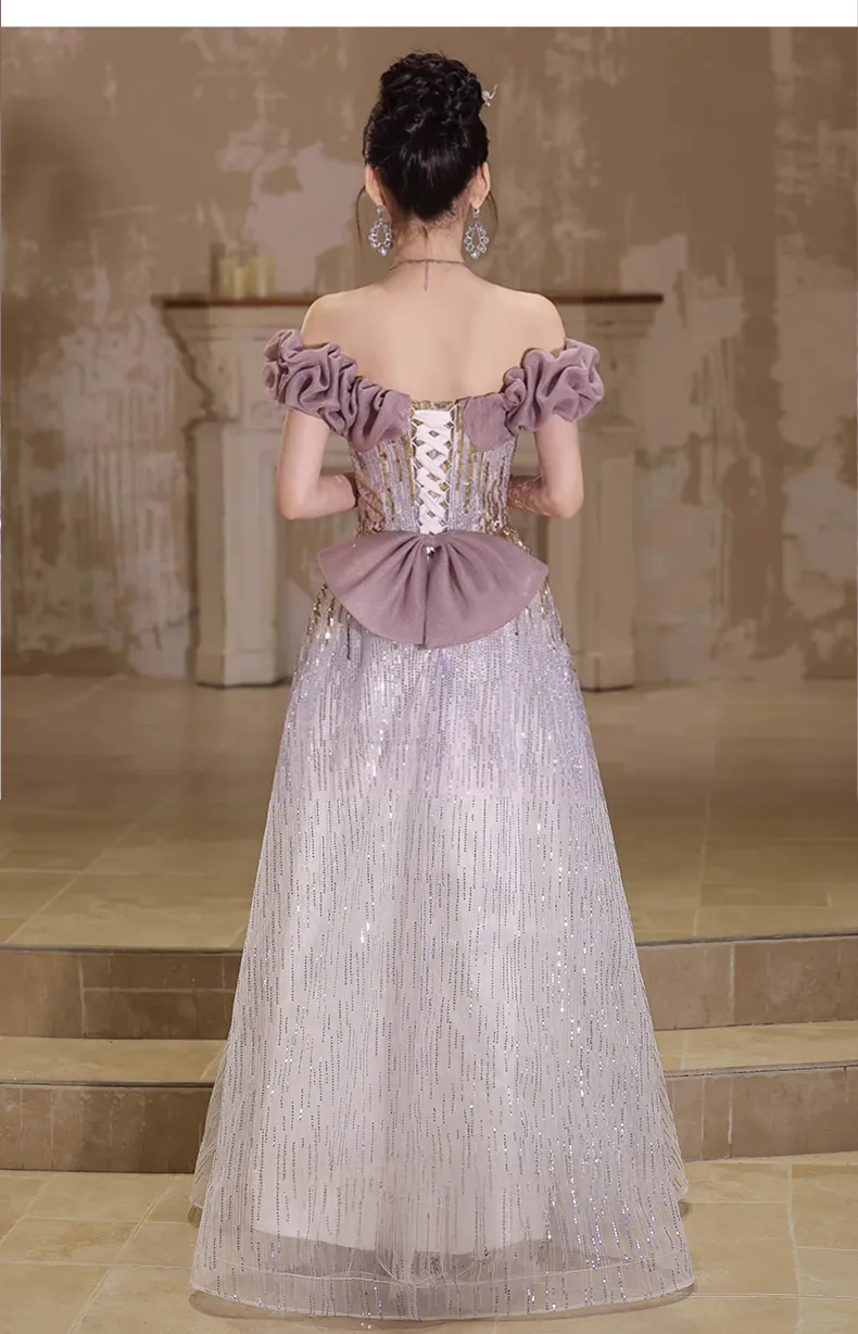 Soft-Lavender-Off-Shoulder-Ruffle-Neck-Glitter-Birthday-Pageant-Party-Dress15
