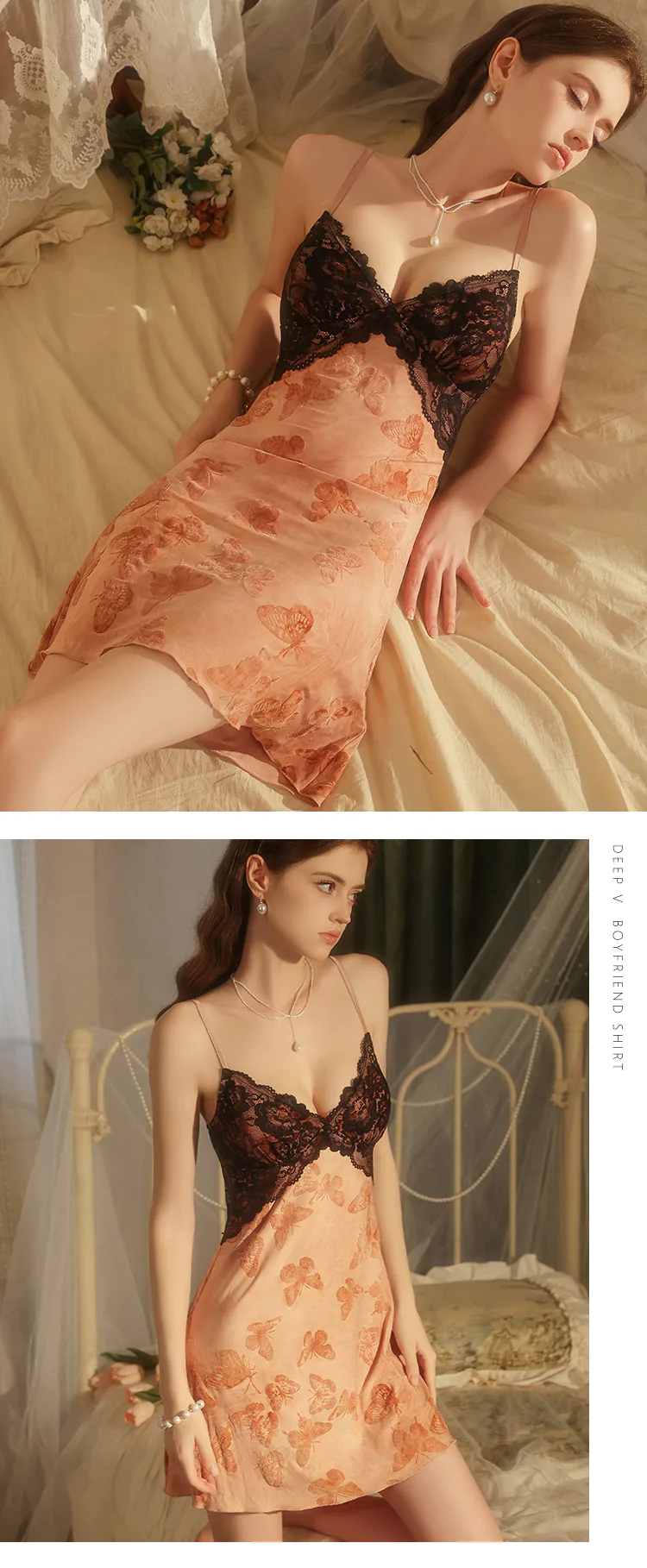 Soft-Velvet-Deep-V-Backless-Butterfly-Lace-Fall-Winter-Slip-Nightdress14