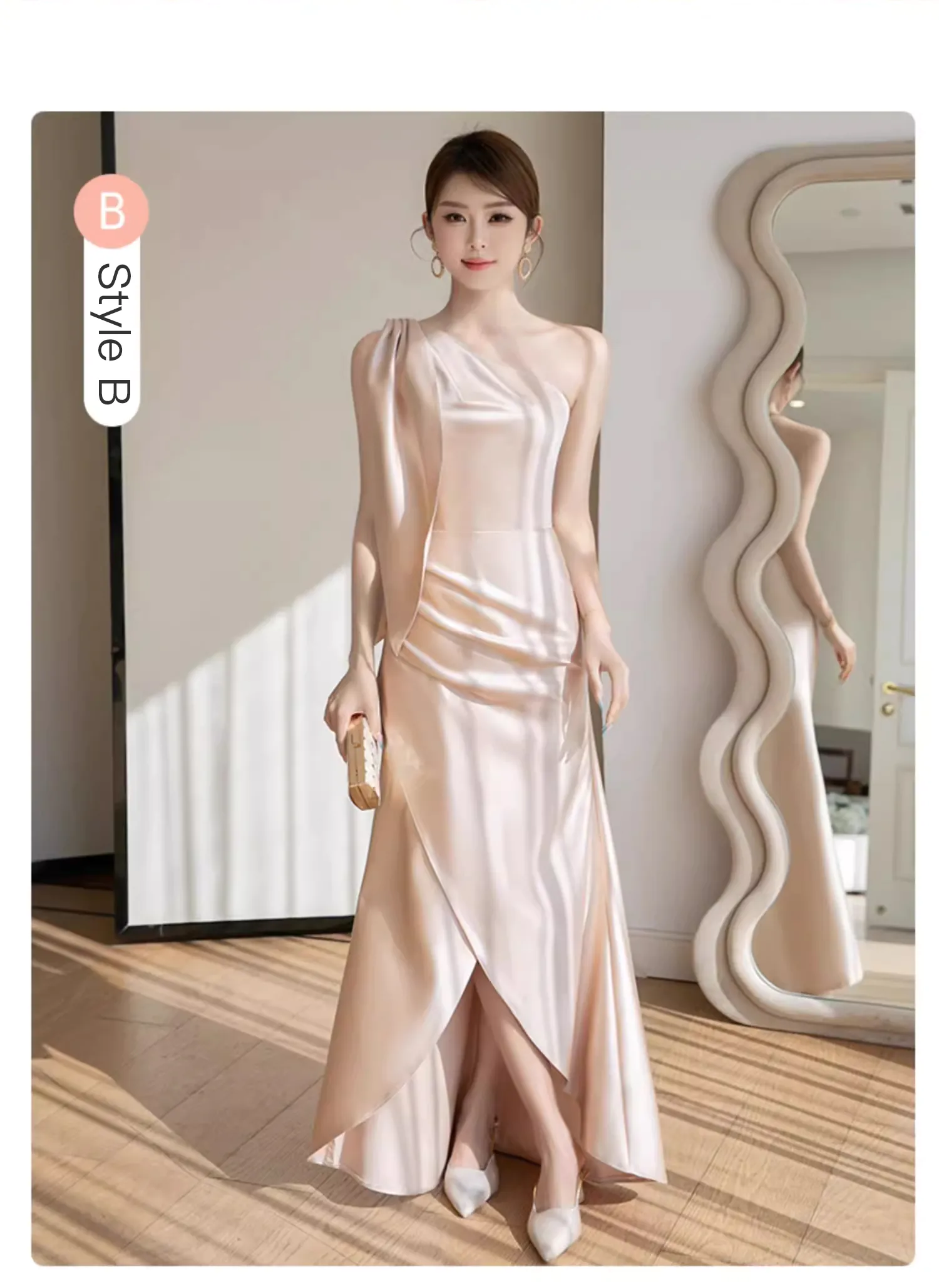 Sweet-Champagne-Satin-Bridesmaid-Slit-Dress-Evening-Party-Gown18