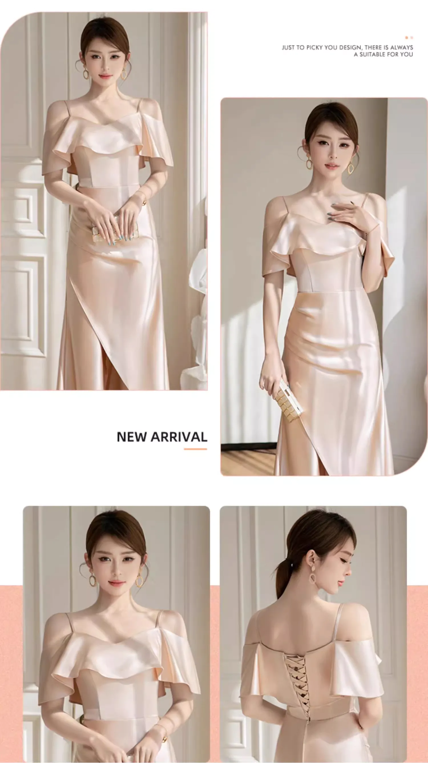 Sweet-Champagne-Satin-Bridesmaid-Slit-Dress-Evening-Party-Gown23