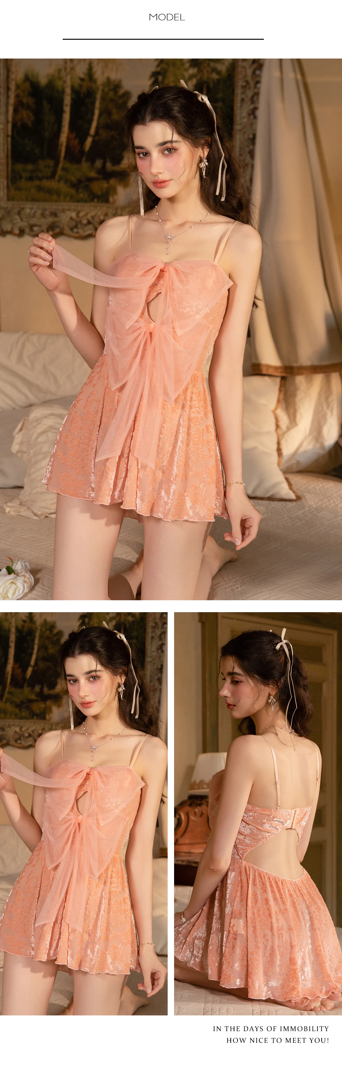 Sweet-Coquette-Flocked-Floral-Mesh-Backless-Babydoll-Lingerie-with-Bow12