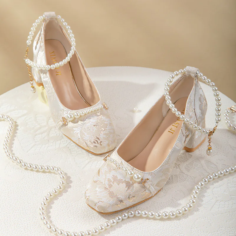Sweet Embroidery Pearl Evening Block Heels Summer Sandals for Women01
