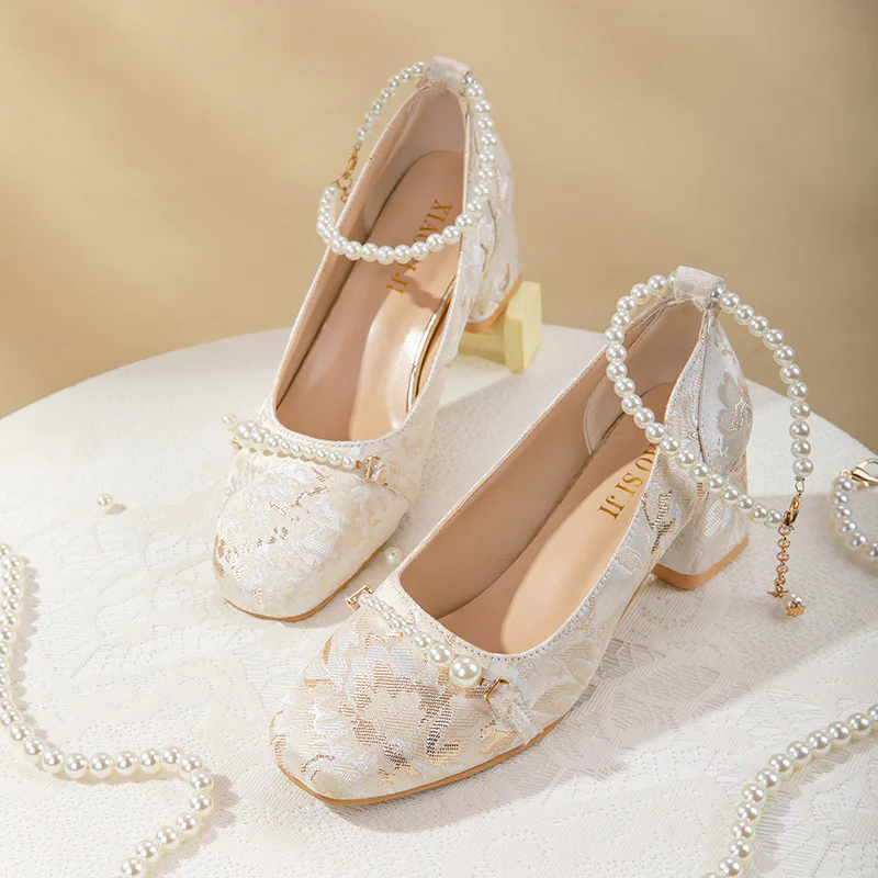 Sweet Embroidery Pearl Evening Block Heels Summer Sandals for Women02