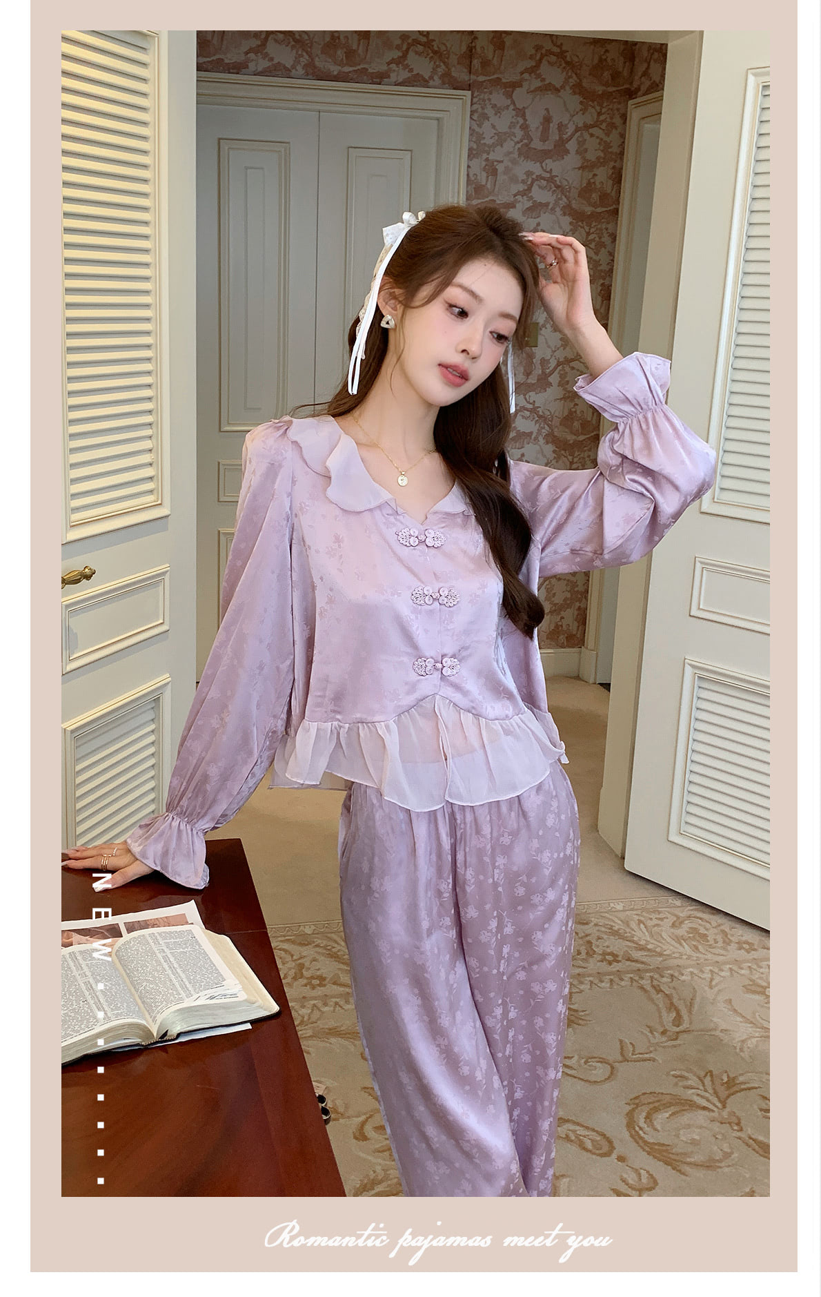 Romantic Floral Printed Lace Slip Dress with Robe Pajamas Set for Ladies –  FloraShe