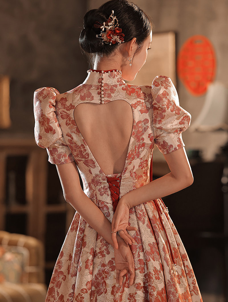 Unique Luxury Fashion Vintage Floral Printed Prom Party Dress03