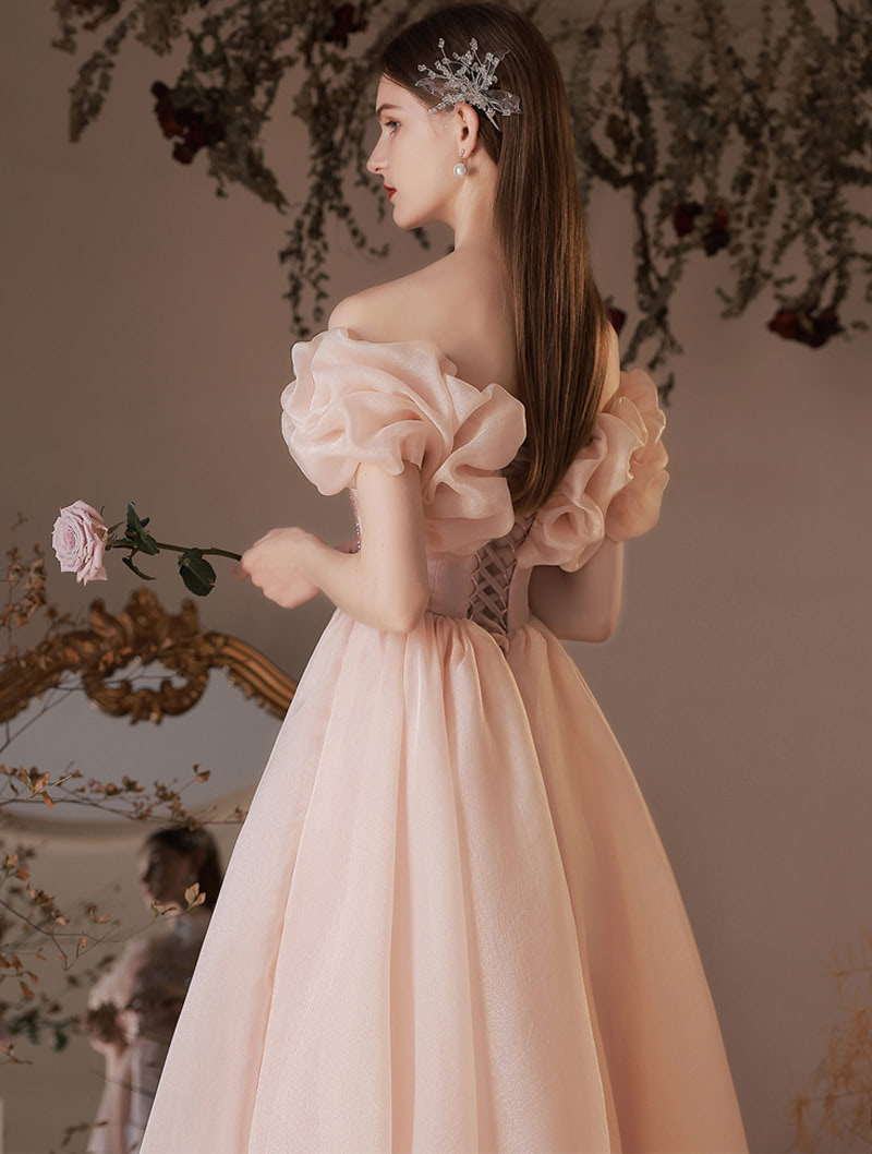 Unique Vintage Off Shoulder Floral Prom Dress Long Party Evening Gown05