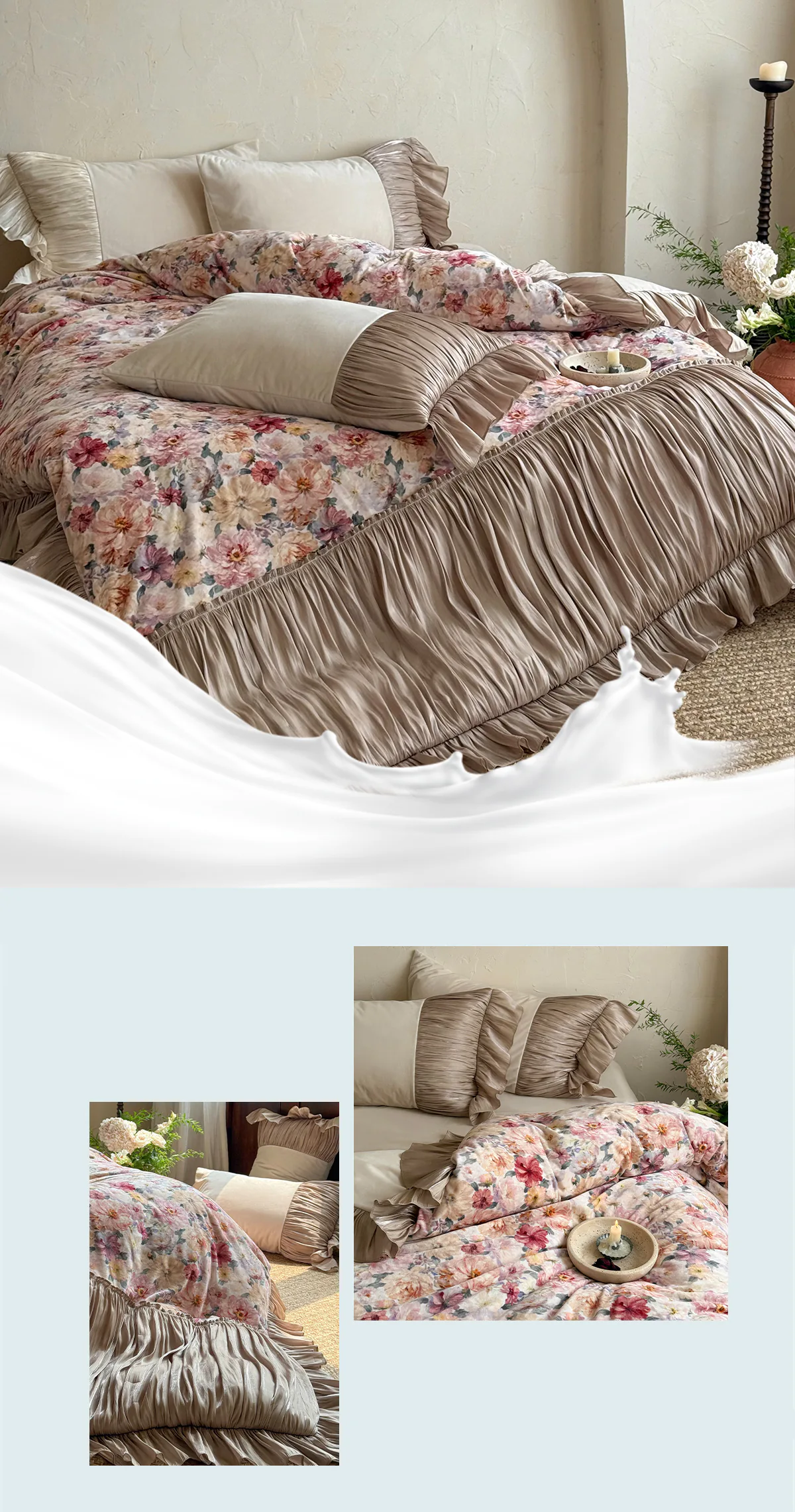 Vintage-French-Court-Rococo-Floral-Print-Pleated-Ruffles-Bedding-Set11