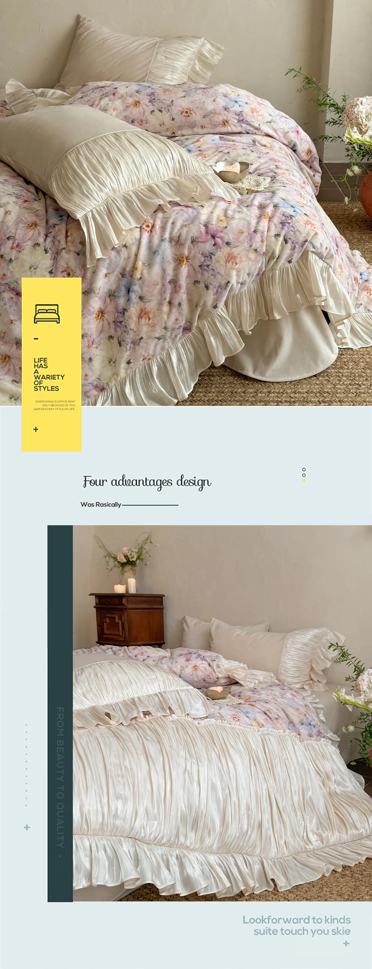 Vintage-French-Court-Rococo-Floral-Print-Pleated-Ruffles-Bedding-Set15