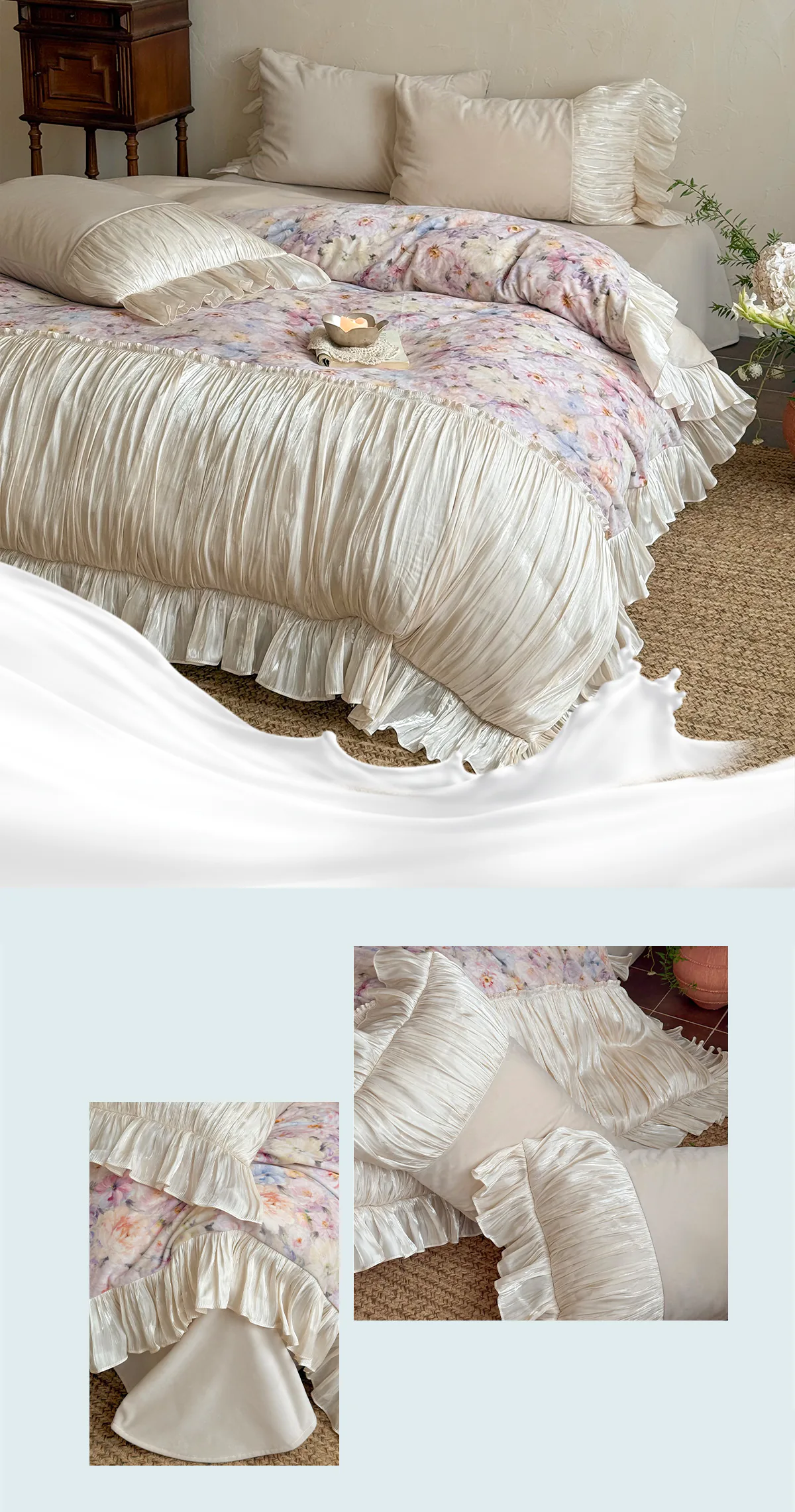 Vintage-French-Court-Rococo-Floral-Print-Pleated-Ruffles-Bedding-Set16