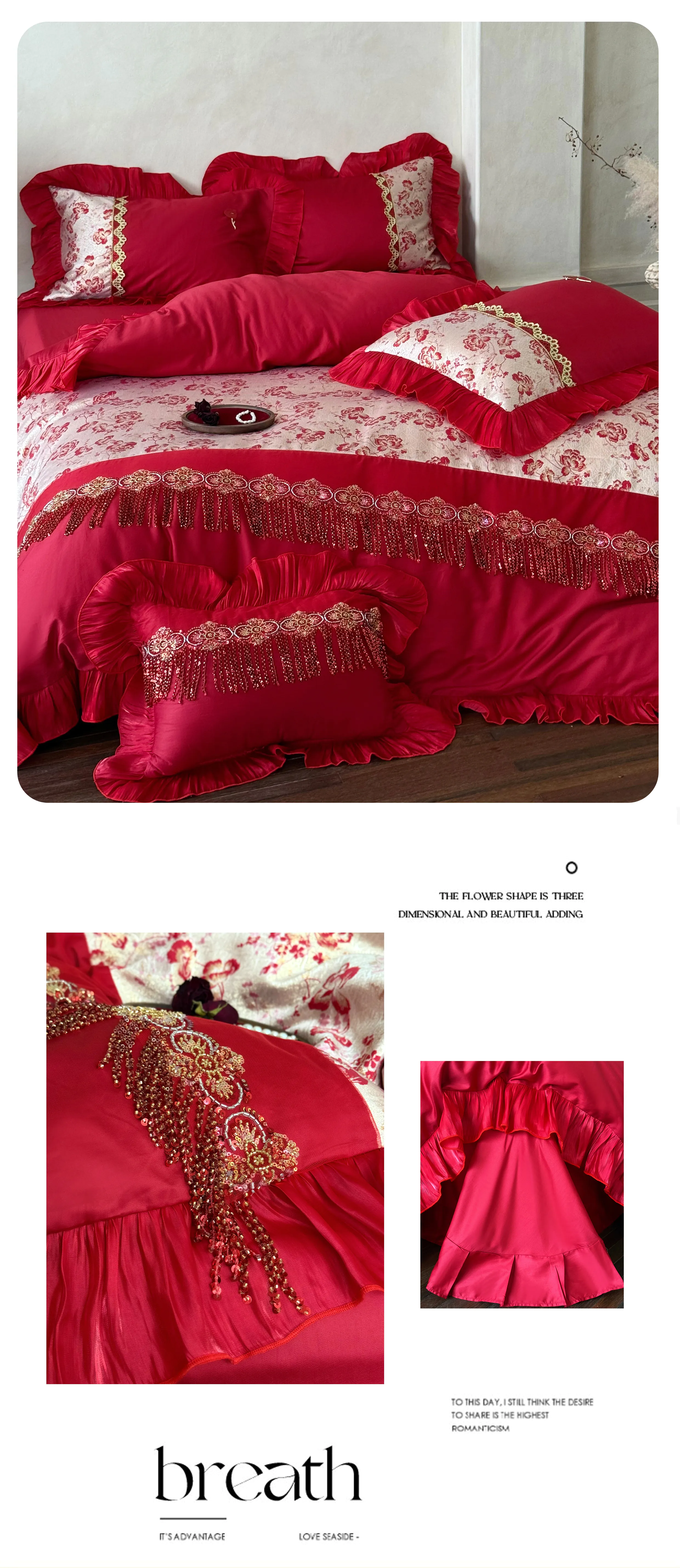 Vintage-Ruby-Red-100S-Cotton-Jacquard-4-Piece-Duvet-Cover-Set-with-Tassels10
