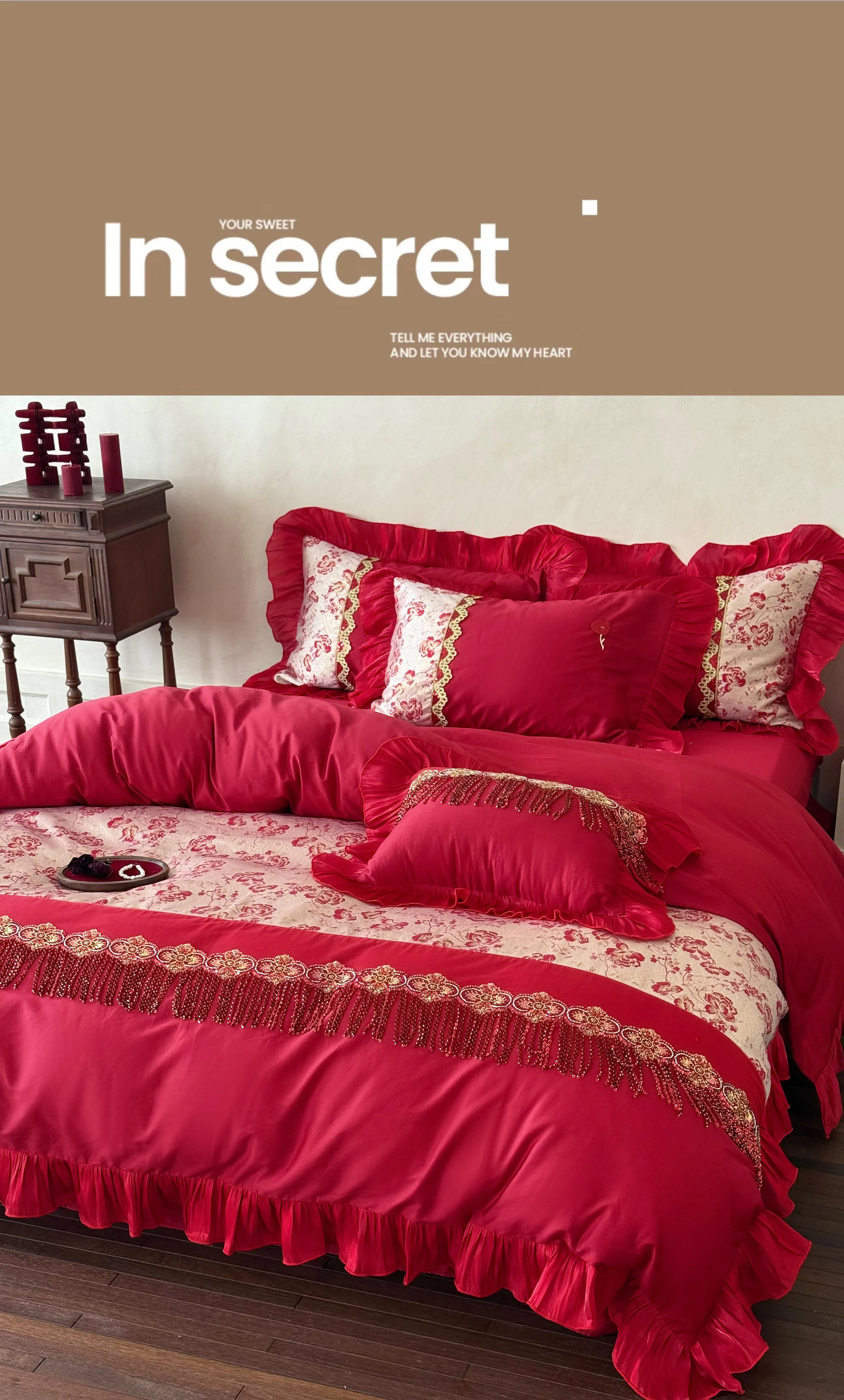Vintage-Ruby-Red-100S-Cotton-Jacquard-4-Piece-Duvet-Cover-Set-with-Tassels11