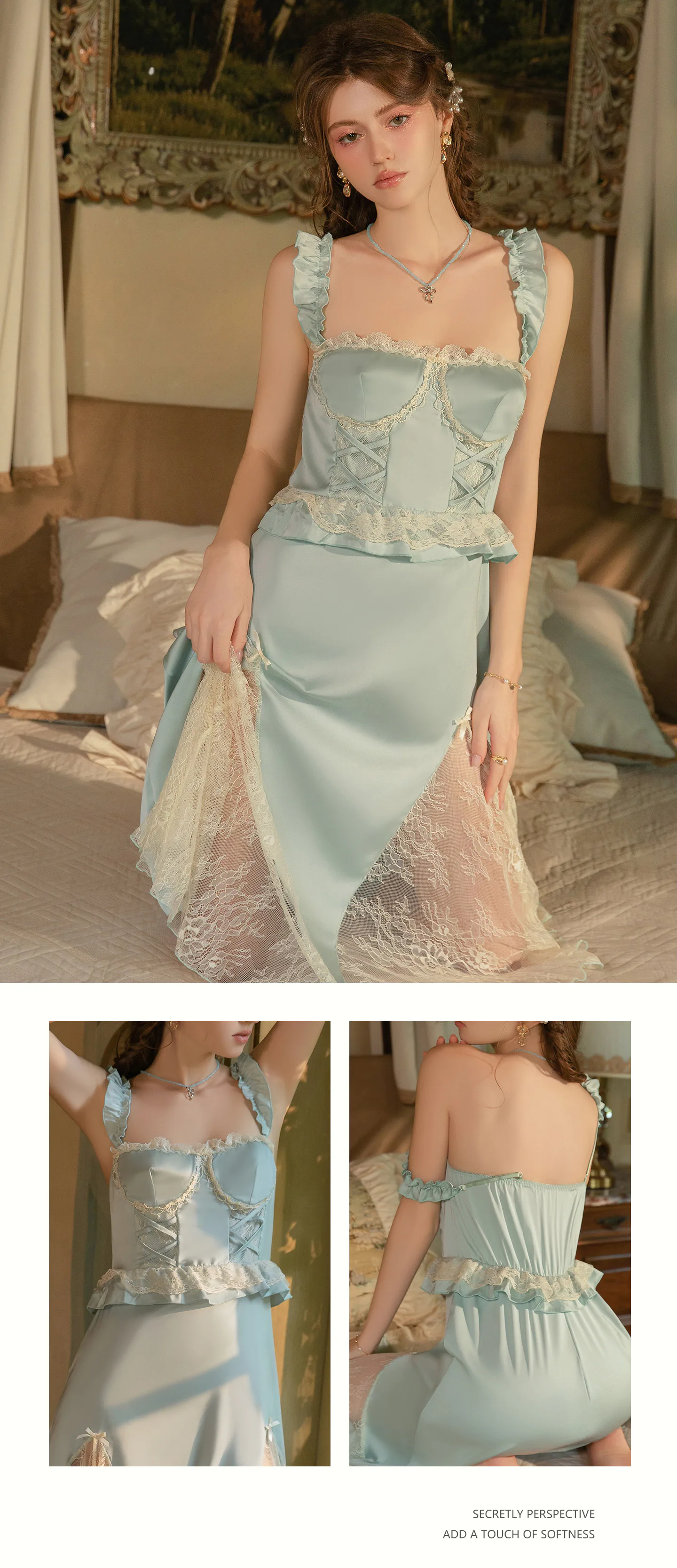 Vintage-Sweetheart-Neckline-Ruffle-Strap-Lace-Splicing-Satin-Lingerie16