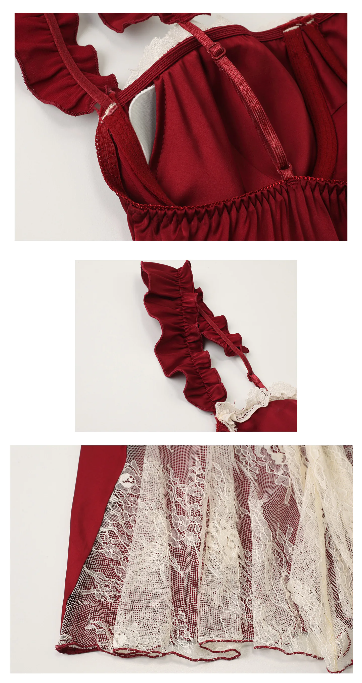 Vintage-Sweetheart-Neckline-Ruffle-Strap-Lace-Splicing-Satin-Lingerie22