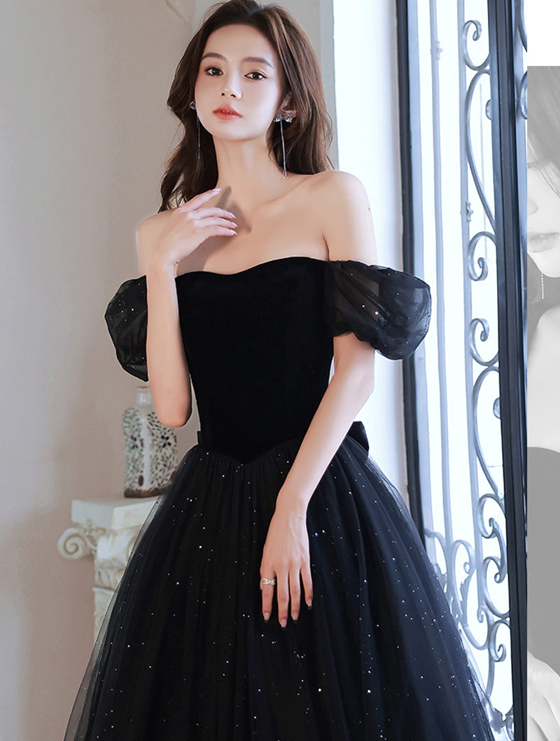 Black Prom Evening Maxi Dress Homecoming Outfit with Bowknot04