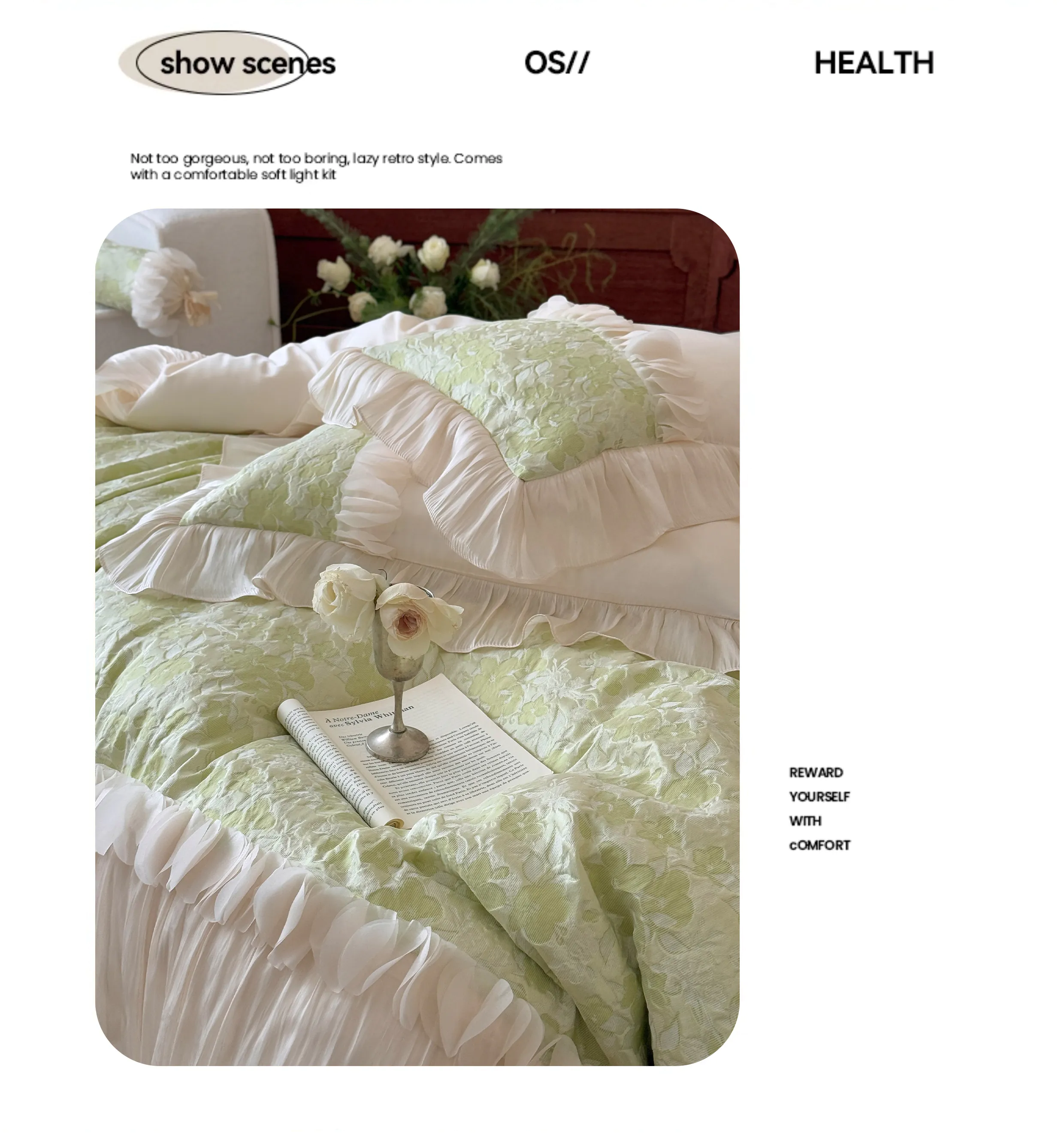Chic-Mint-Green-Jacquard-100-Lyocell-Silky-Glass-Yarn-Ruffles-Bedding-Set08