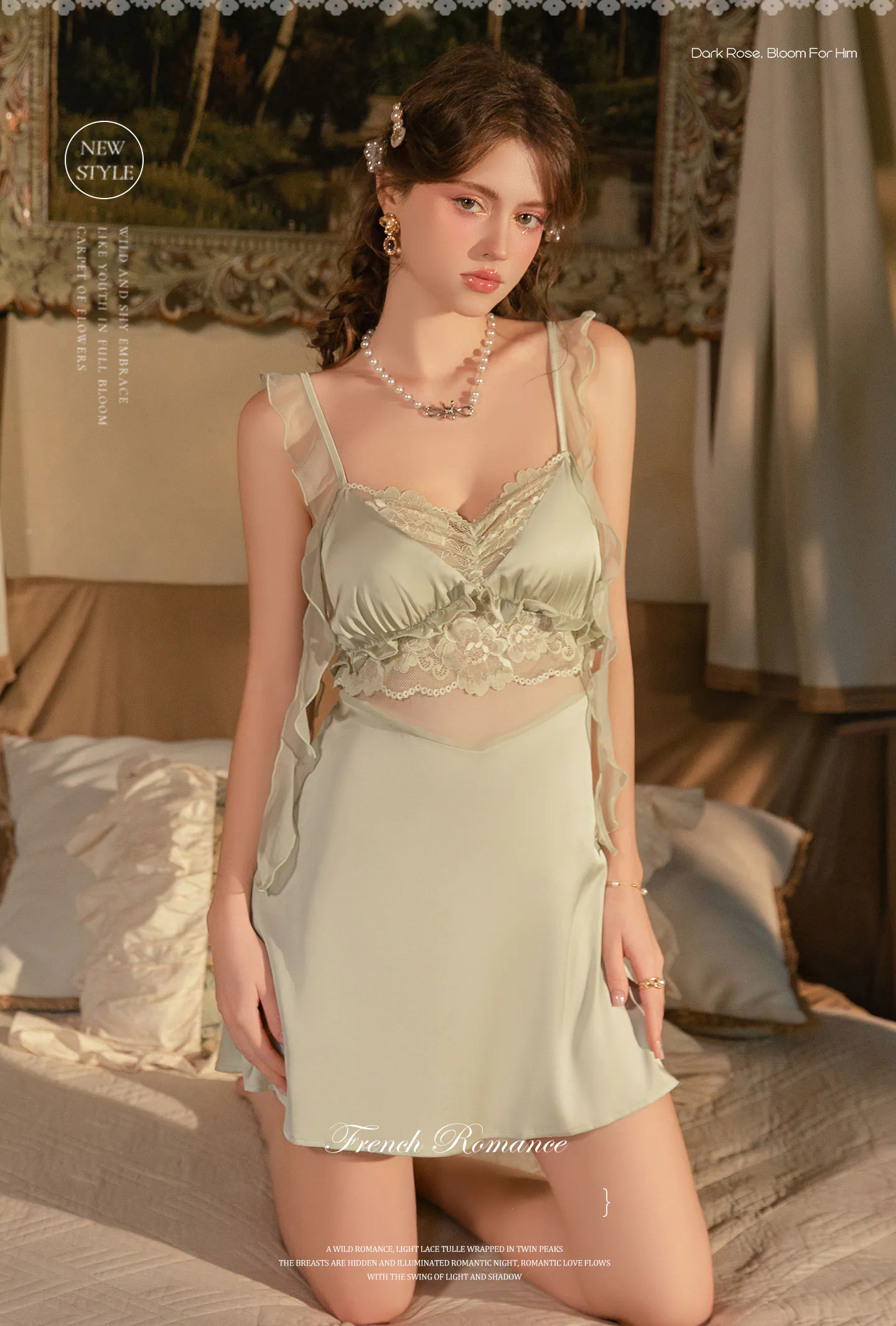 Coquette-Open-Back-Lace-Trim-Ruffle-Ribbon-Straps-Satin-Nightgown10