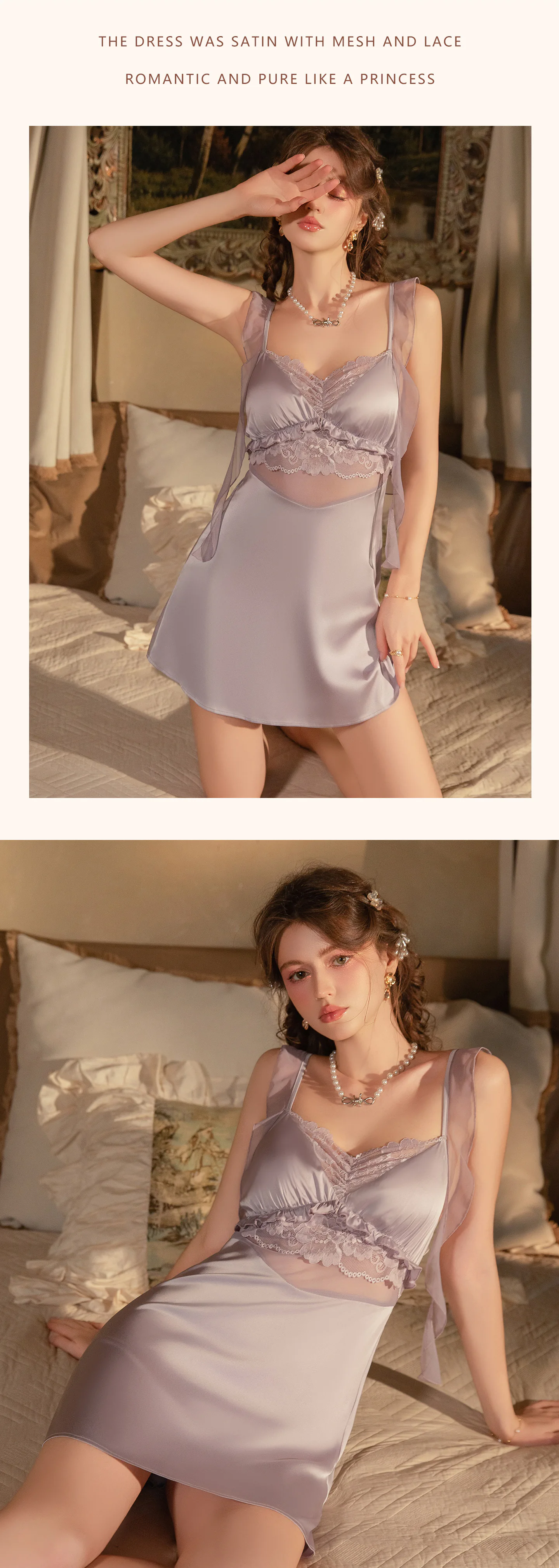 Coquette-Open-Back-Lace-Trim-Ruffle-Ribbon-Straps-Satin-Nightgown18