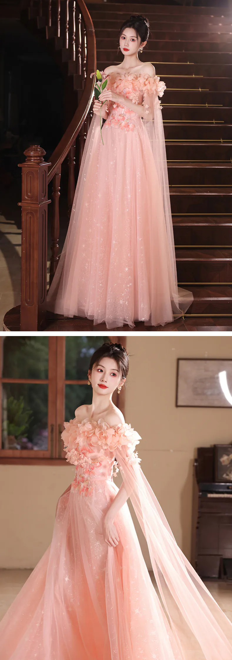 Ethereal-Soft-Blush-Pink-Off-Shoulder-3D-Floral-Tulle-Evening-Formal-Dress12