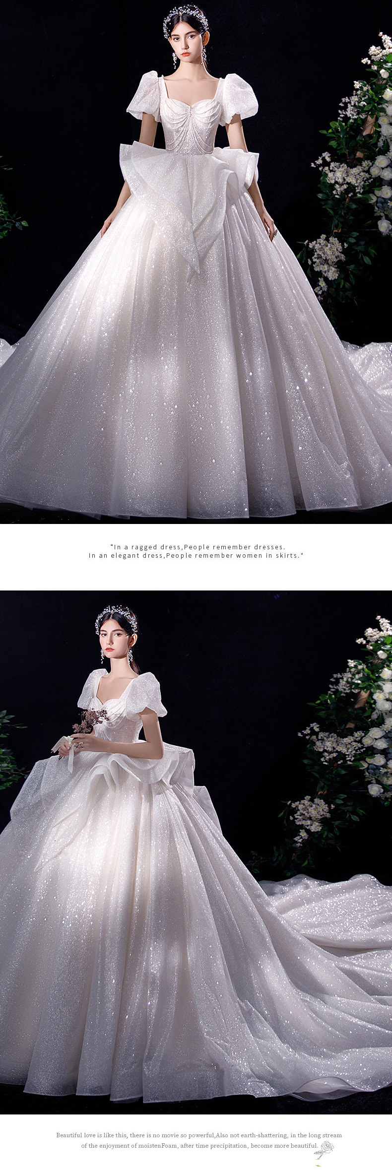 Luxury A Line Vintage Wedding Dress White Bridal Long Gown09