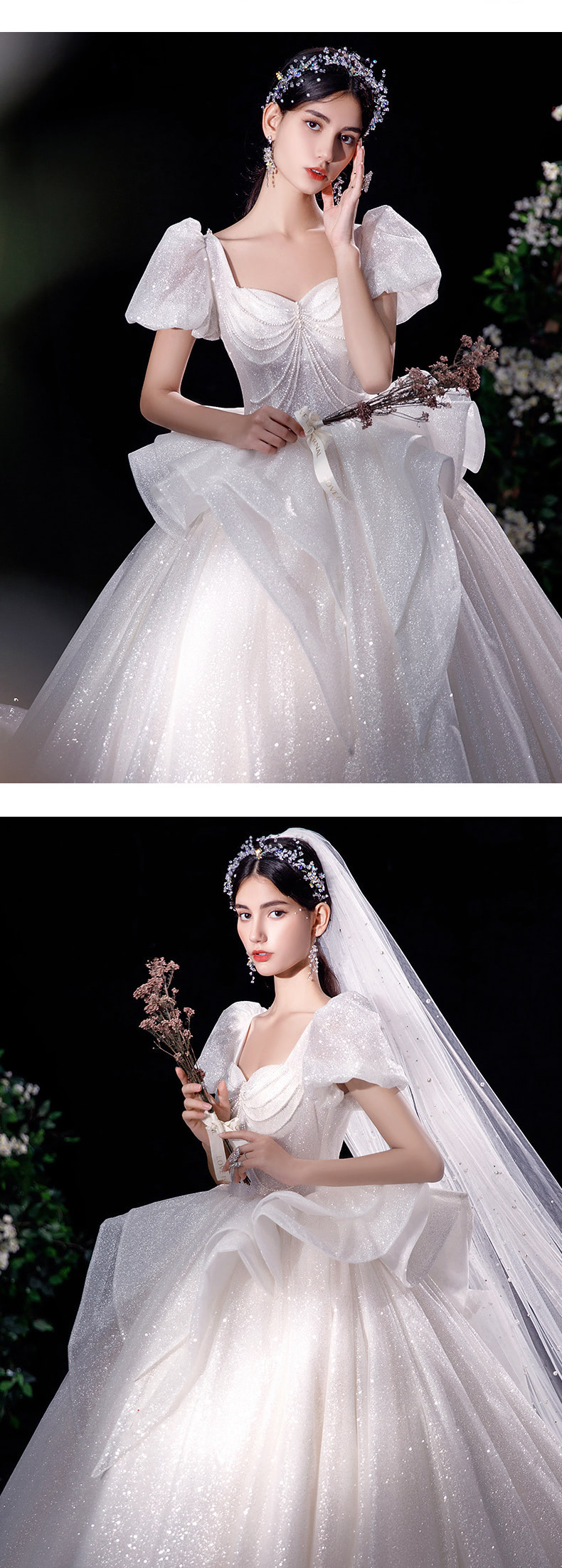Luxury A Line Vintage Wedding Dress White Bridal Long Gown11