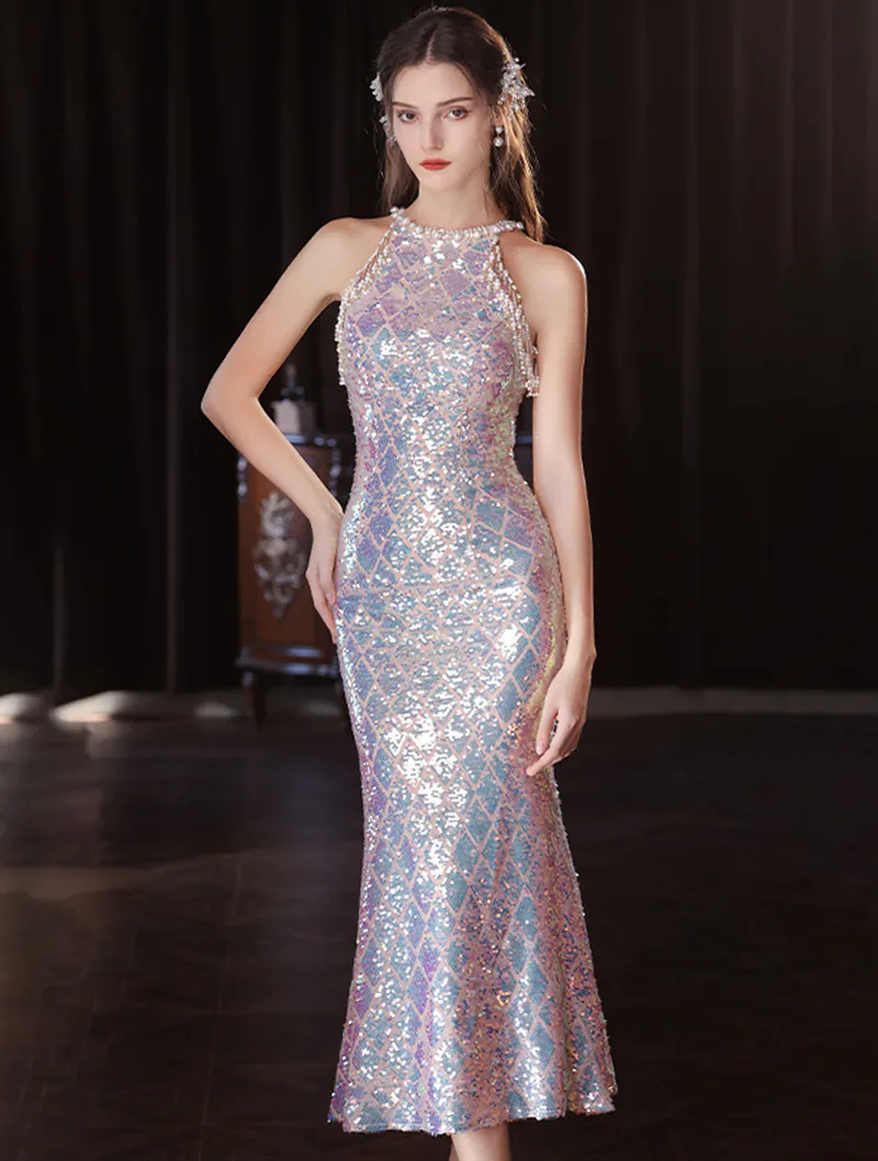 Luxury Sleeveless Sequin Evening Dress Sparkle Party Formal Wear01