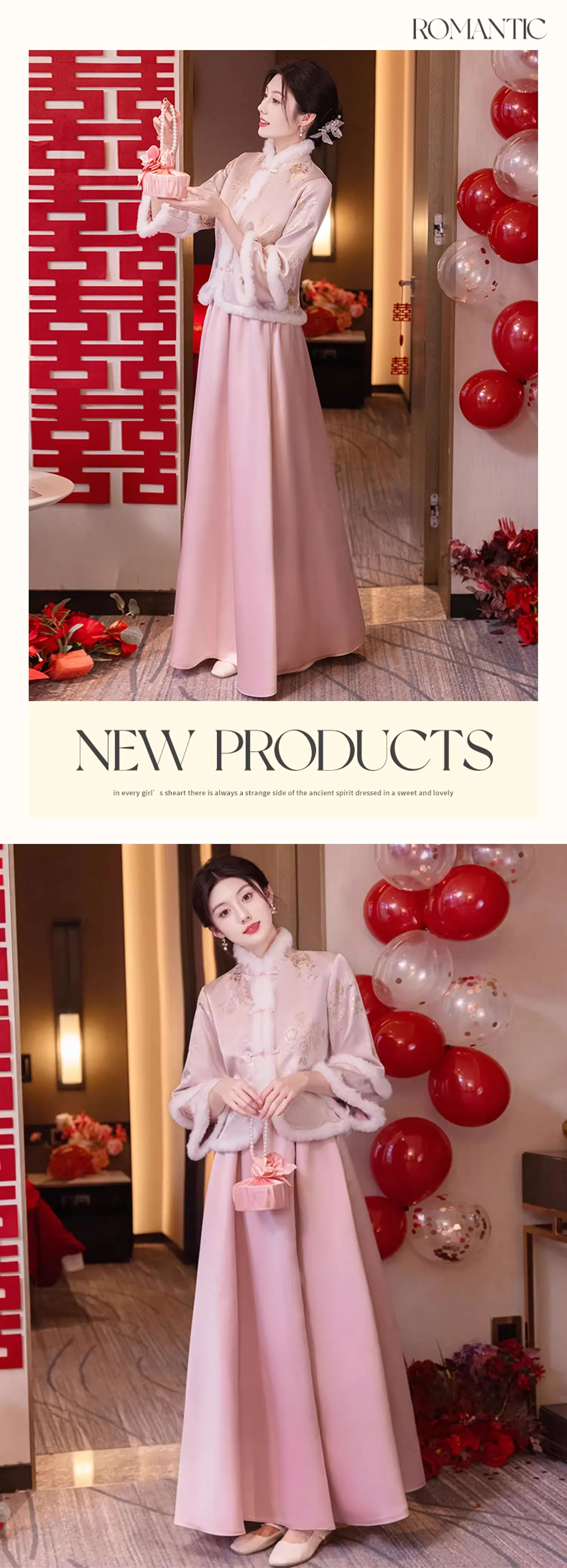 Pink-Embroidered-Faux-Fur-Trim-Fall-Winter-Long-Sleeve-Bridesmaid-Dress14