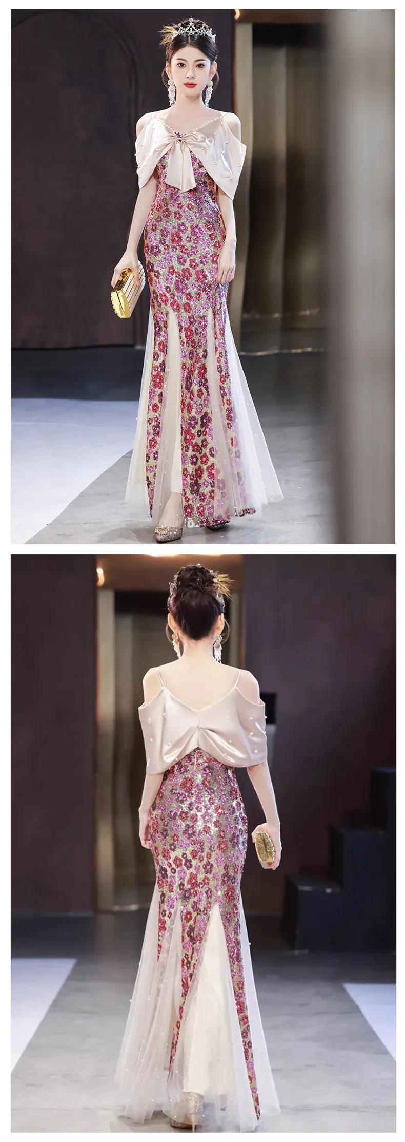 Romantic-Cold-Shoulder-Floral-Prom-Formal-Dress-Mermaid-Evening-Gown15