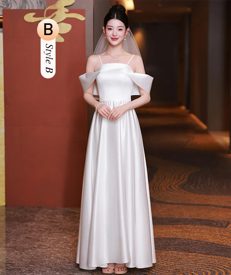 Sweet-White-Satin-Wedding-Guest-Party-Bridesmaid-Dress-with-Short-Sleeves14