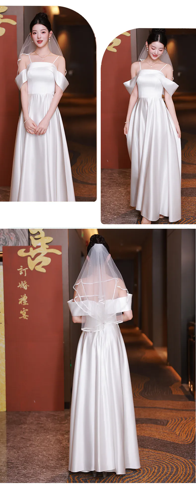 Sweet-White-Satin-Wedding-Guest-Party-Bridesmaid-Dress-with-Short-Sleeves15