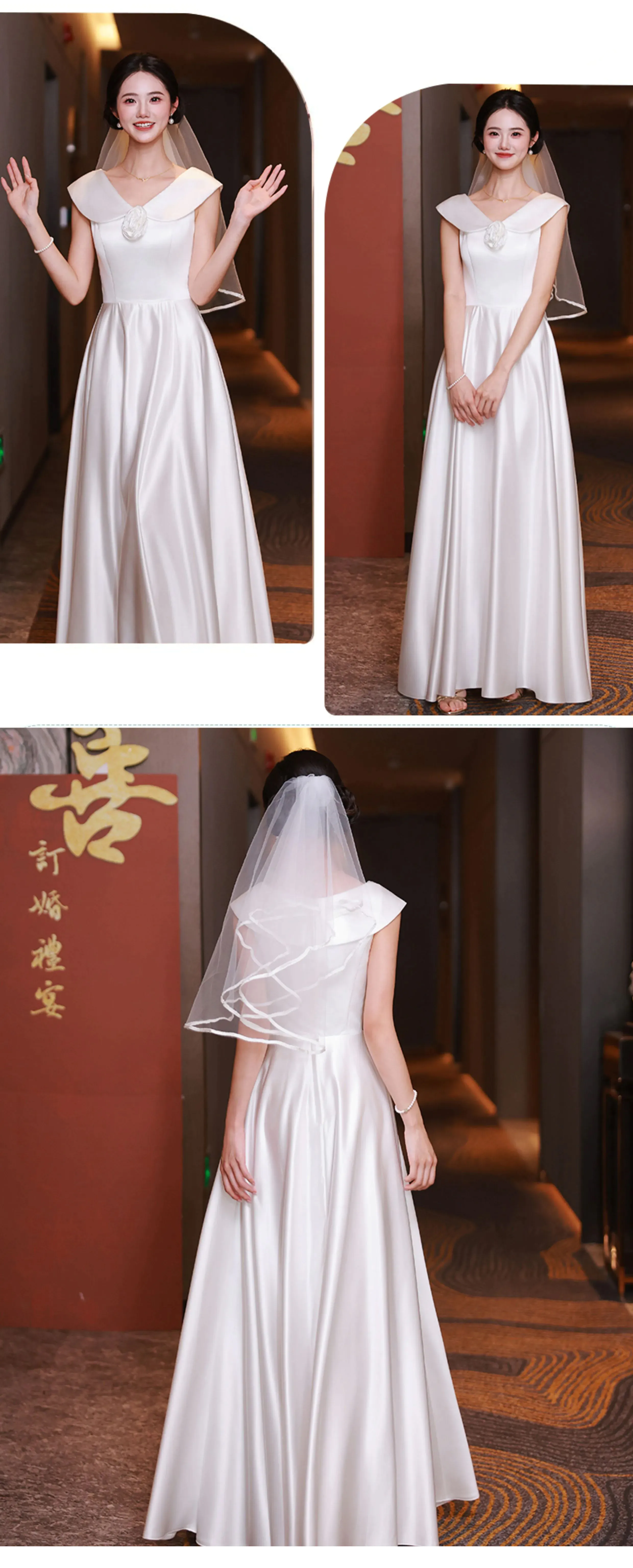 Sweet-White-Satin-Wedding-Guest-Party-Bridesmaid-Dress-with-Short-Sleeves17