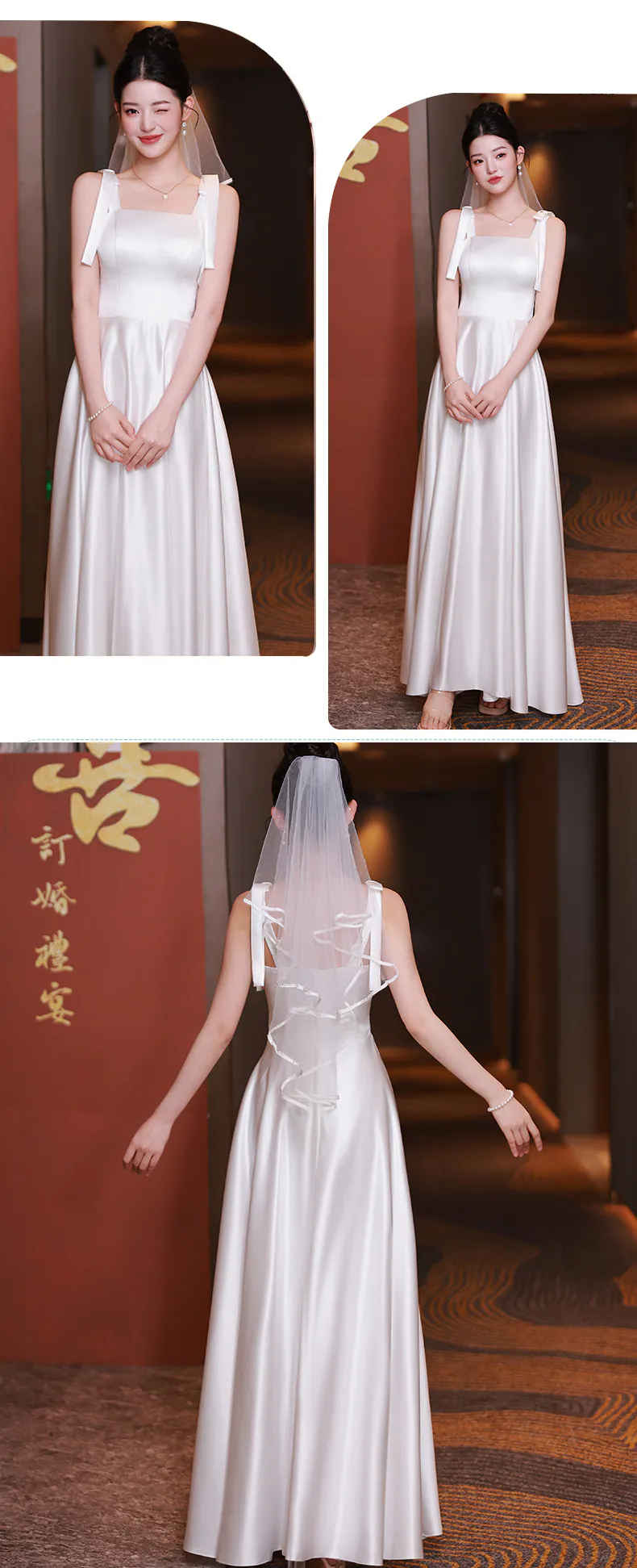 Sweet-White-Satin-Wedding-Guest-Party-Bridesmaid-Dress-with-Short-Sleeves21