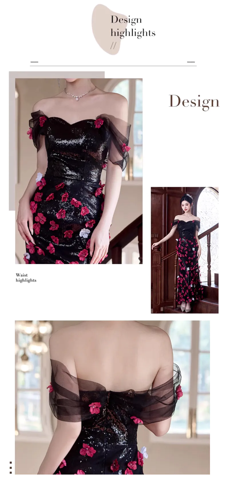 Vintage-Black-Off-Shoulder-3D-Floral-Sequin-Tulle-Formal-Evening-Dress09