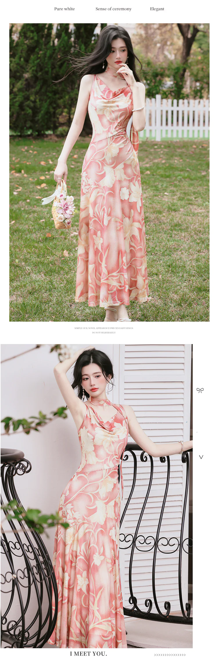 Vintage-Cowl-Neck-Botanical-Slip-Dress-with-White-Crochet-Cover-Up-Shrug-Set15