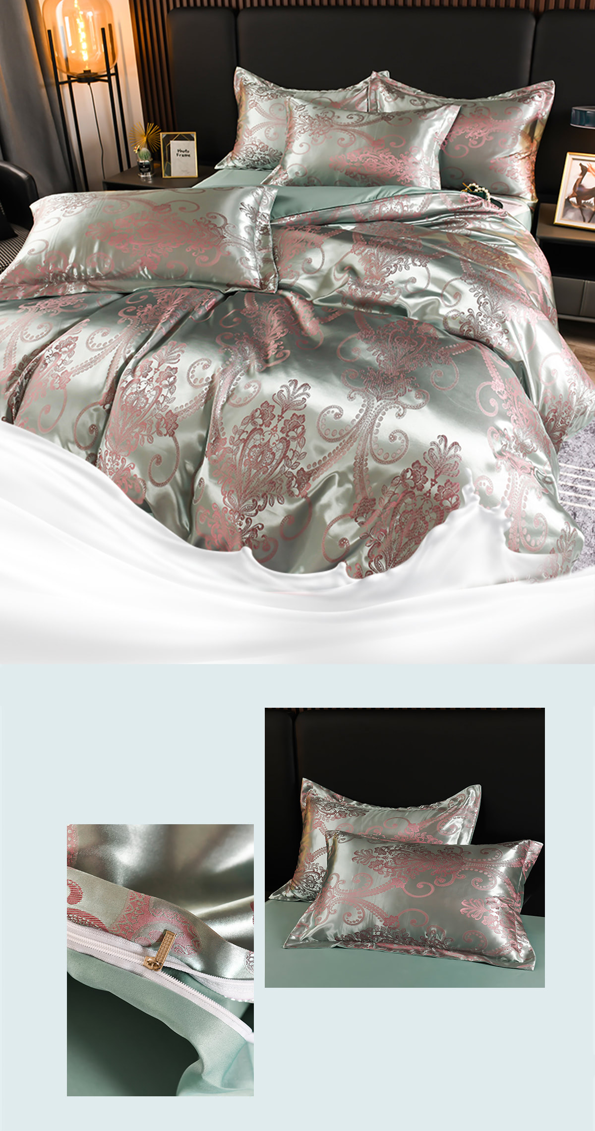 Beautiful-Floral-Jacquard-Satin-Bedding-Set-Full-Queen-King-Size19