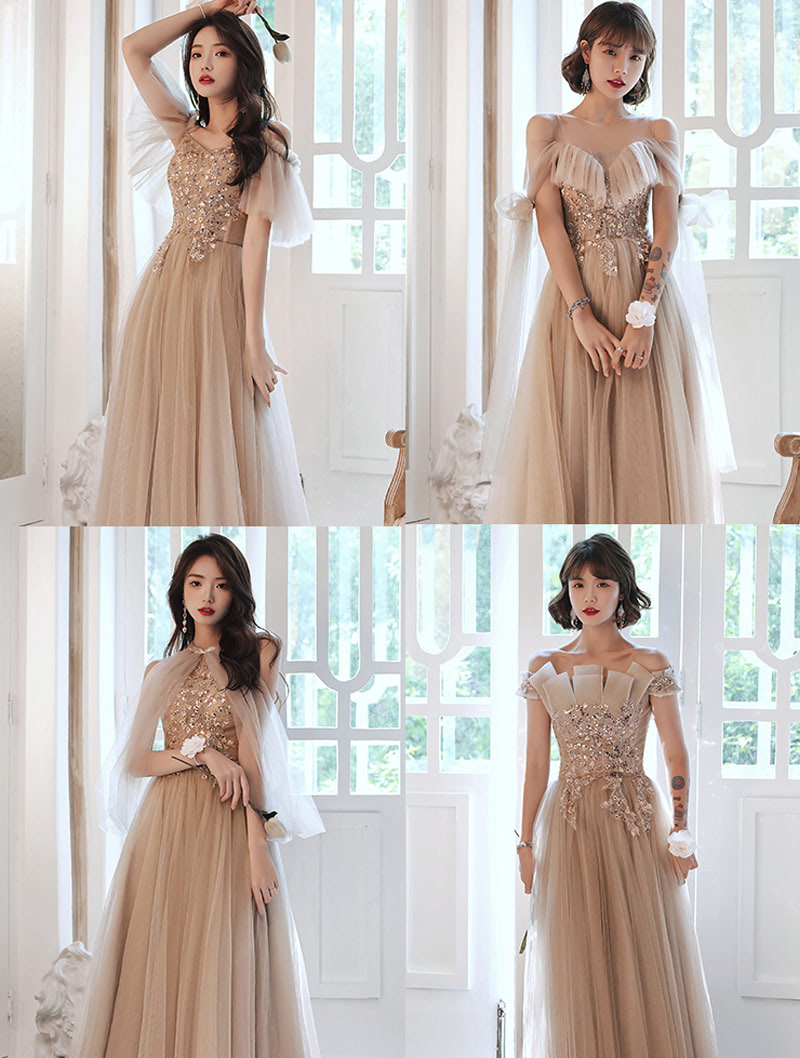 Charming Embroidery Ruffle Lace Long Bridesmaid Dress Ball Gown05