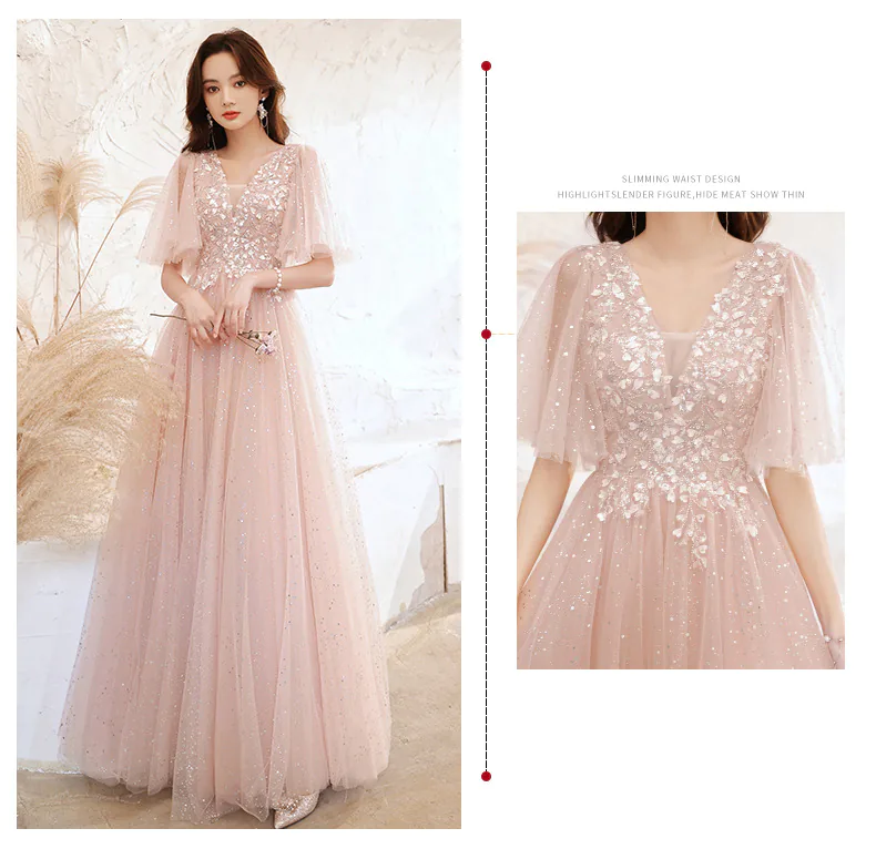 Classy-Flutter-Sleeve-Pink-Tulle-Formal-Evening-Party-Dress-Ball-Gown07