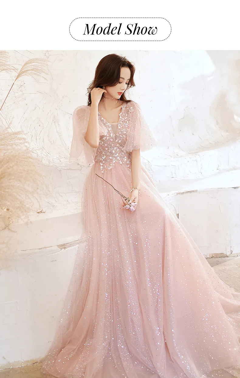 Classy-Flutter-Sleeve-Pink-Tulle-Formal-Evening-Party-Dress-Ball-Gown09