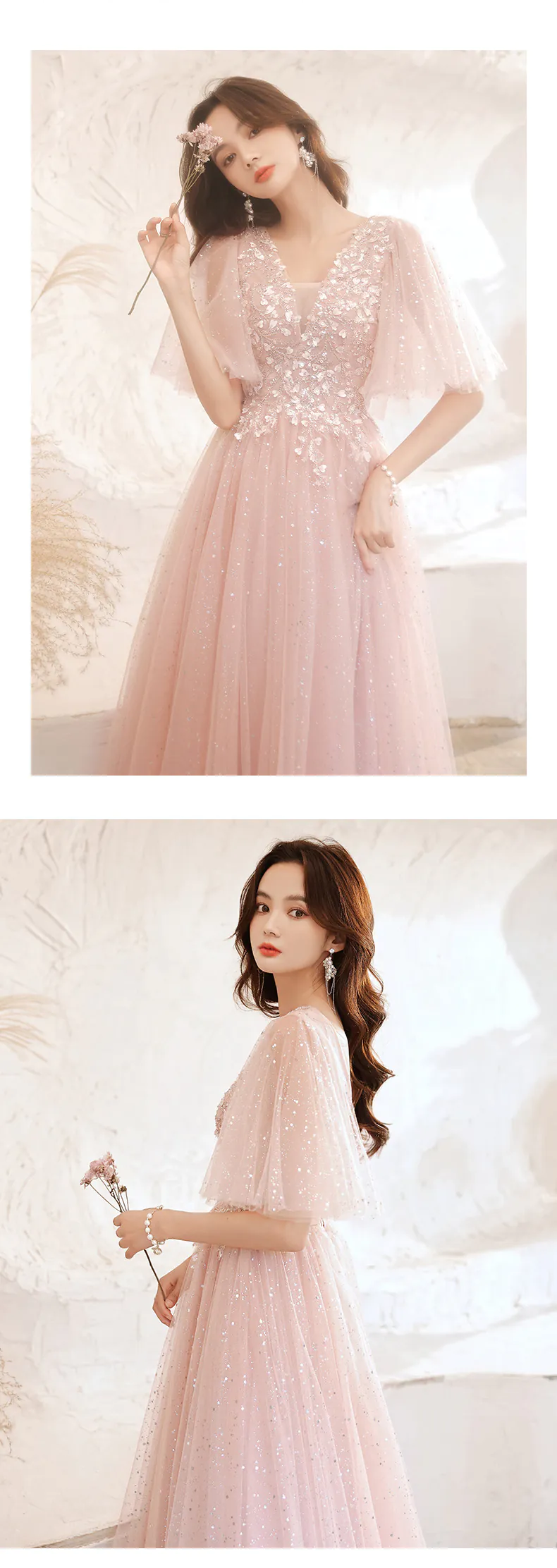 Classy-Flutter-Sleeve-Pink-Tulle-Formal-Evening-Party-Dress-Ball-Gown12
