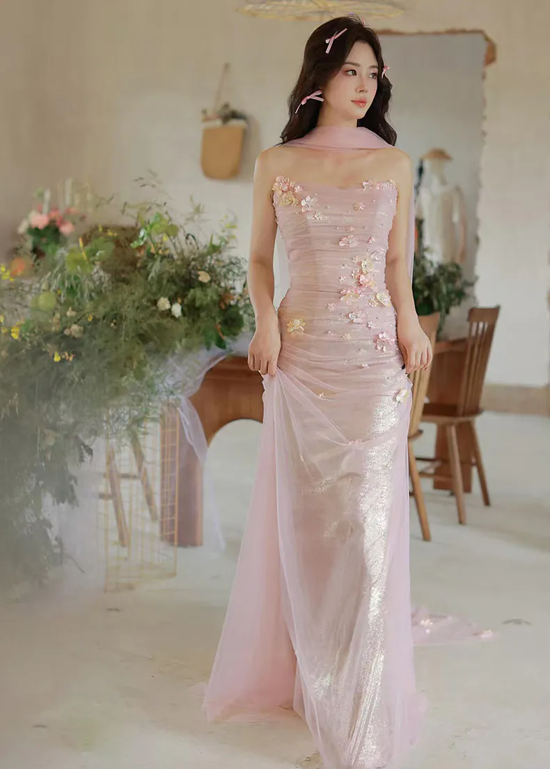 Dreamy-Strapless-Pink-Mermaid-3D-Floral-Cocktail-Evening-Party-Dress07